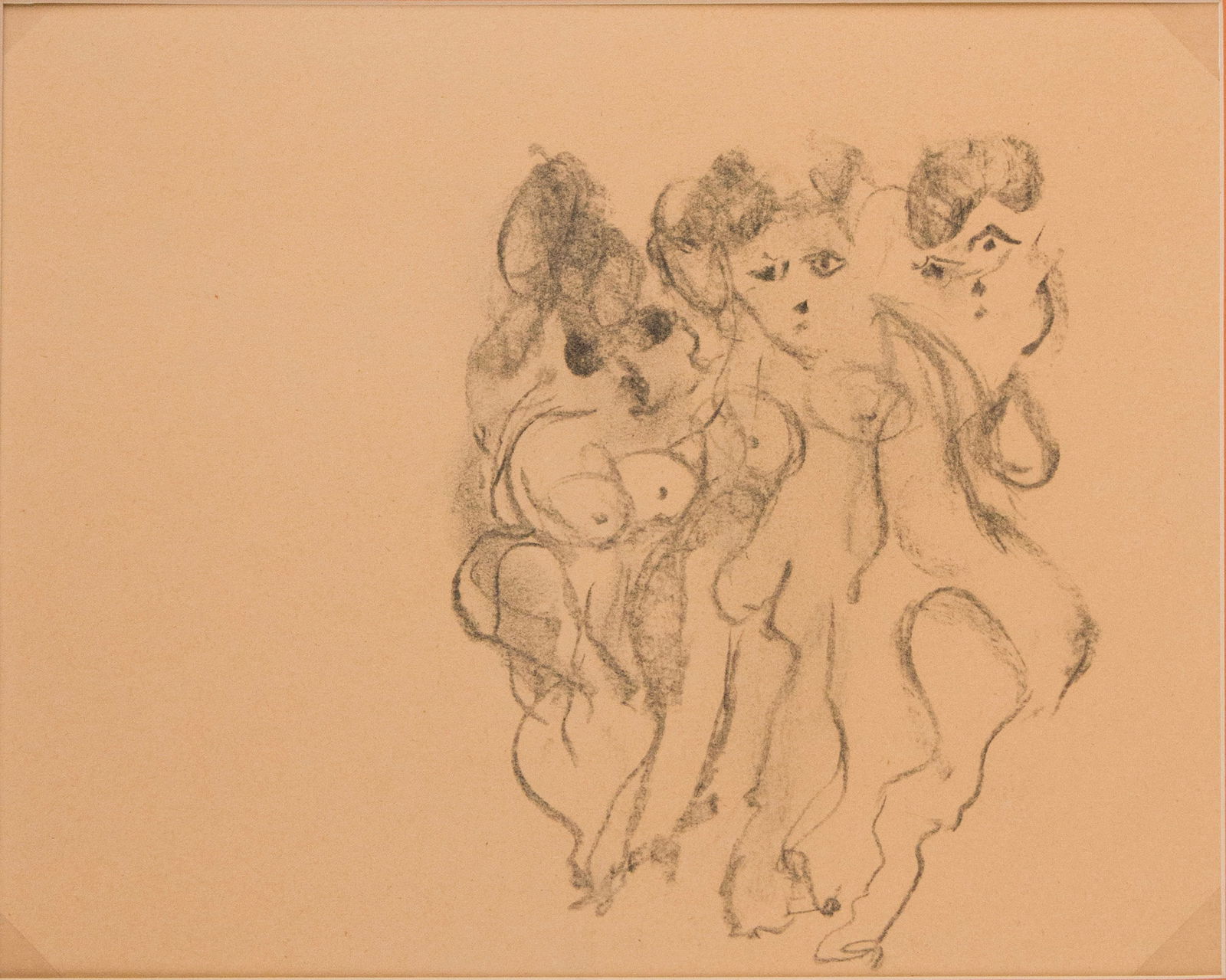 Attributed to Willem De Kooning, Dutch 1904-1997, Abstract Figural Drawing, Pencil: Attributed to Willem De Kooning Dutch, 1904-1997 Abstract Figural Drawing Pencil Appears to be unsigned Sight: 10 5/8 x 13 5/8 in. (27 x 34.6 cm.), Frame: 21 1/2 x 25 1/2 in. (54.6 x 64.8 cm.)
