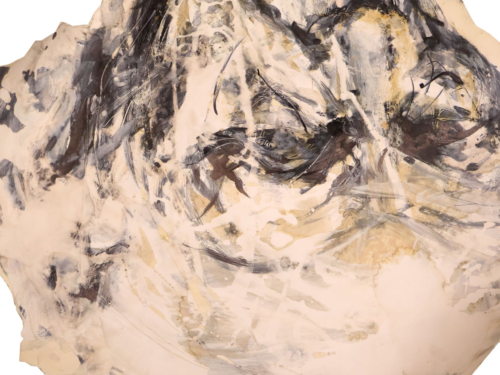 Pawel Luchowski, Drawing of a Man, Mixed Media on Paper: Pawel Luchowski Drawing of a Man Mixed Media on Paper Torn and rolled into a tube. Together with two abstract fragments by Anka Mierzejewsk.