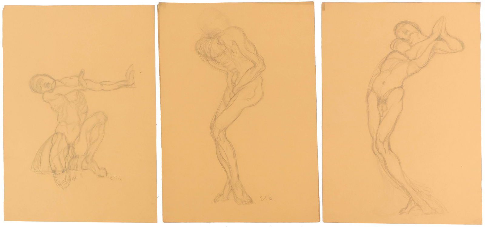 Eleven Unframed Sketches of Figures, Pencil on Paper (1 of 11)
