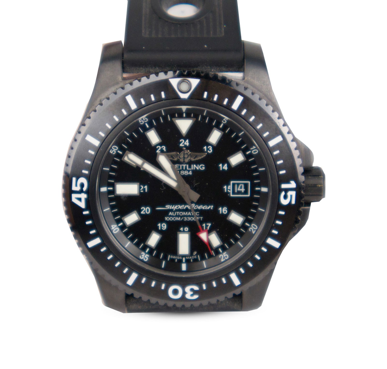 Breitling Superocean 44 Special-Helium Valve Deep Sea Diver Watch: Breitling Superocean 44 Special-Helium Valve Deep Sea Diver Watch 1000 Meters. Complete set, including all papers, inner and outer boxes, DLC coated case, rubber strap with DLC coated clasp (some