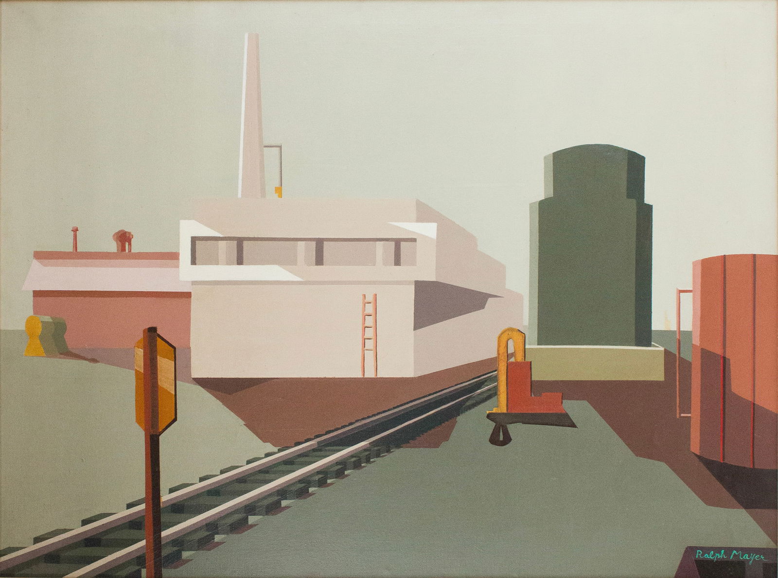 Ralph Mayer, 1895-1979, Industrial Landscape, Oil on Canvas (1 of 8)