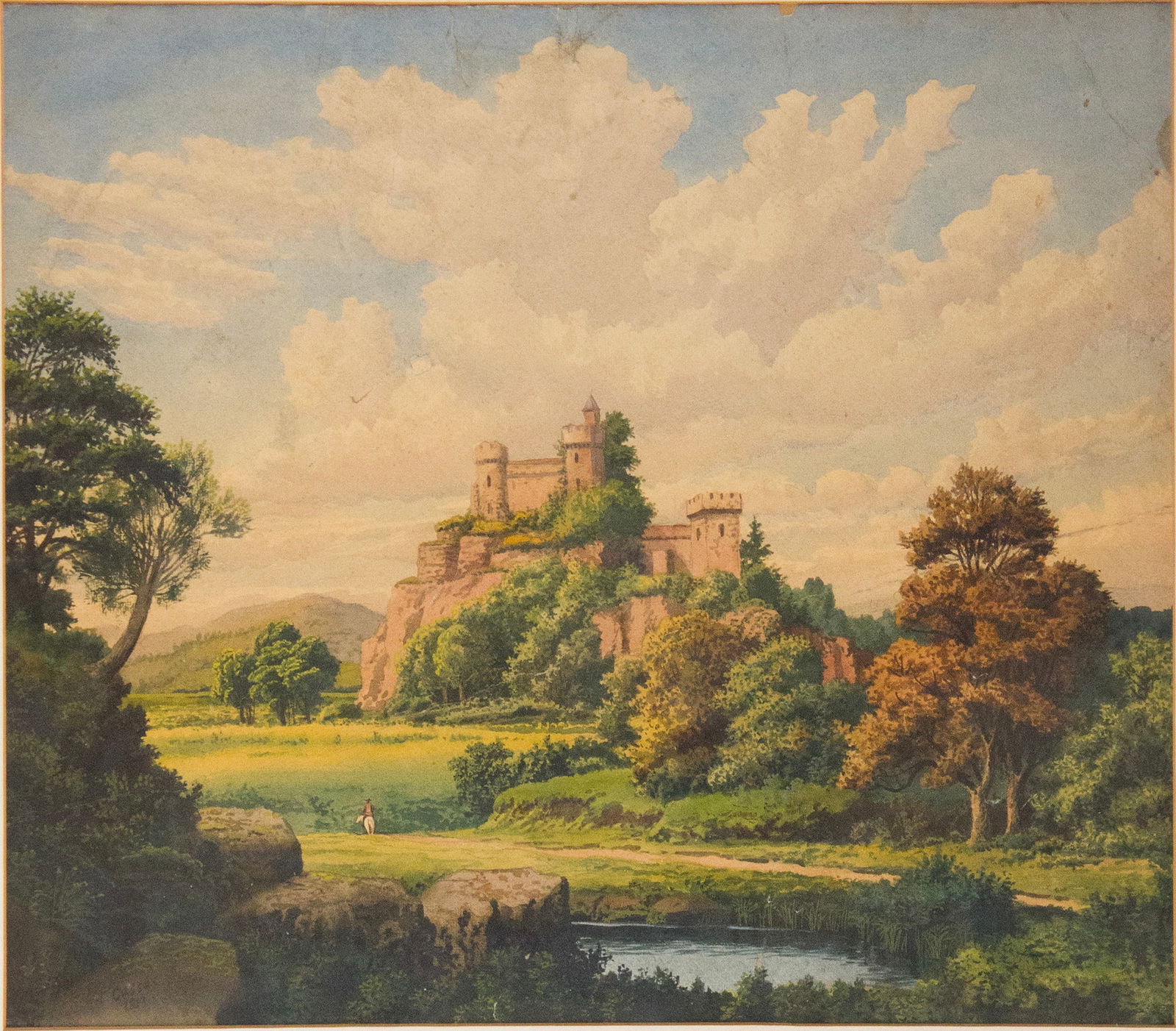 Louis-Francois Cassas, French 1756-1827, Castle in Bucolic Landscape, Watercolor on Paper: Louis-Francois CassasFrench, 1756-1827Castle in Bucolic LandscapeWatercolor on PaperSigned l.l. "L.F. Cassas"Sight: 18 x 22 3/4 in. (45.7 x 57.8 cm.), Frame: 25 1/2 x 29 1/2 in. (64.8 x 74.9 cm.)