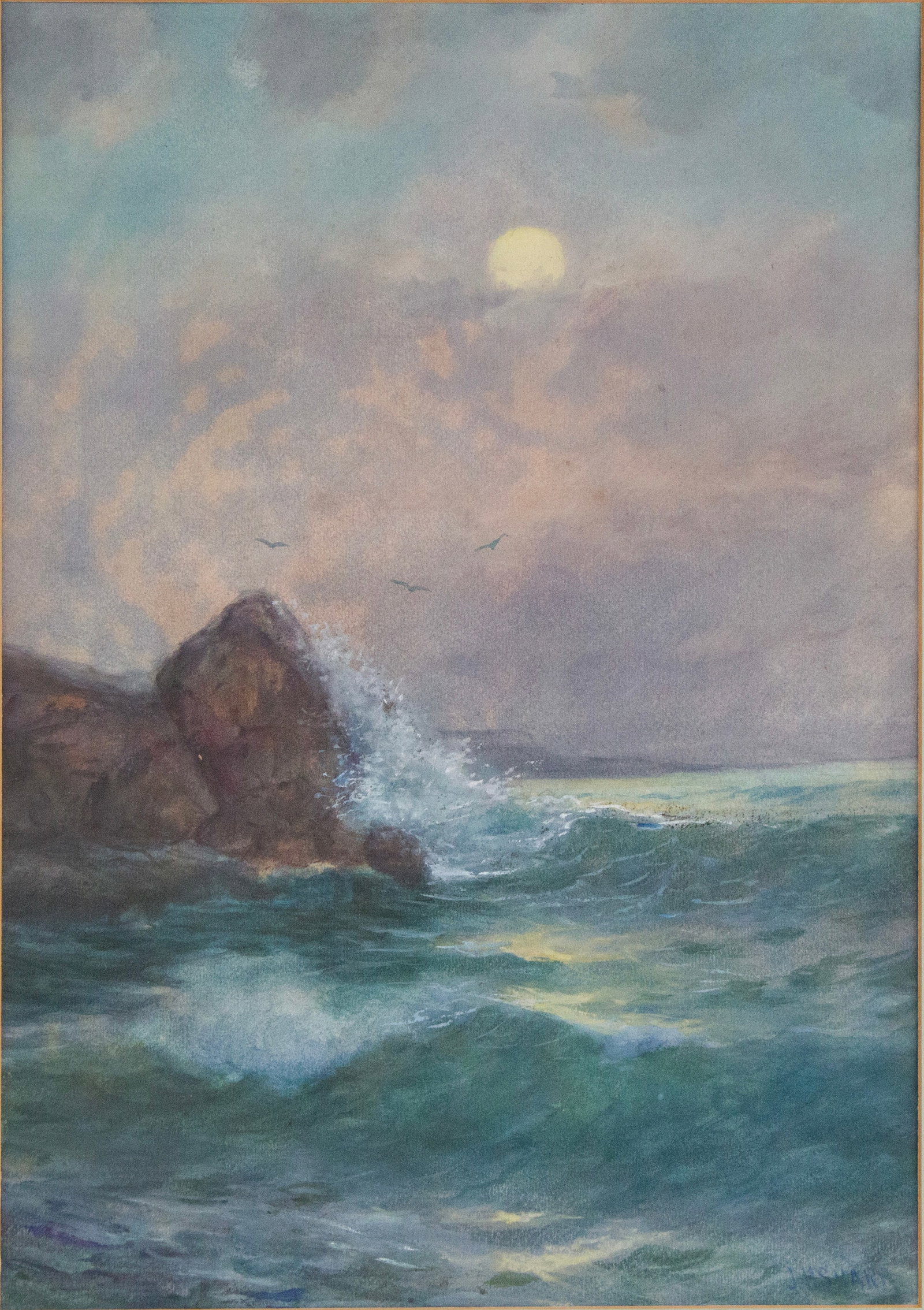 Joseph Henry Sharp, 1859-1953, Breaking Waves, Watercolor and Gouache: Joseph Henry Sharp1859-1953Breaking WavesWatercolor and GouacheSigned l.r.Sight: 18 3/4 x 13 1/4 in. (47.6 x 33.7 cm.), Frame: 26 x 19 1/4 in. (66 x 48.9 cm.)