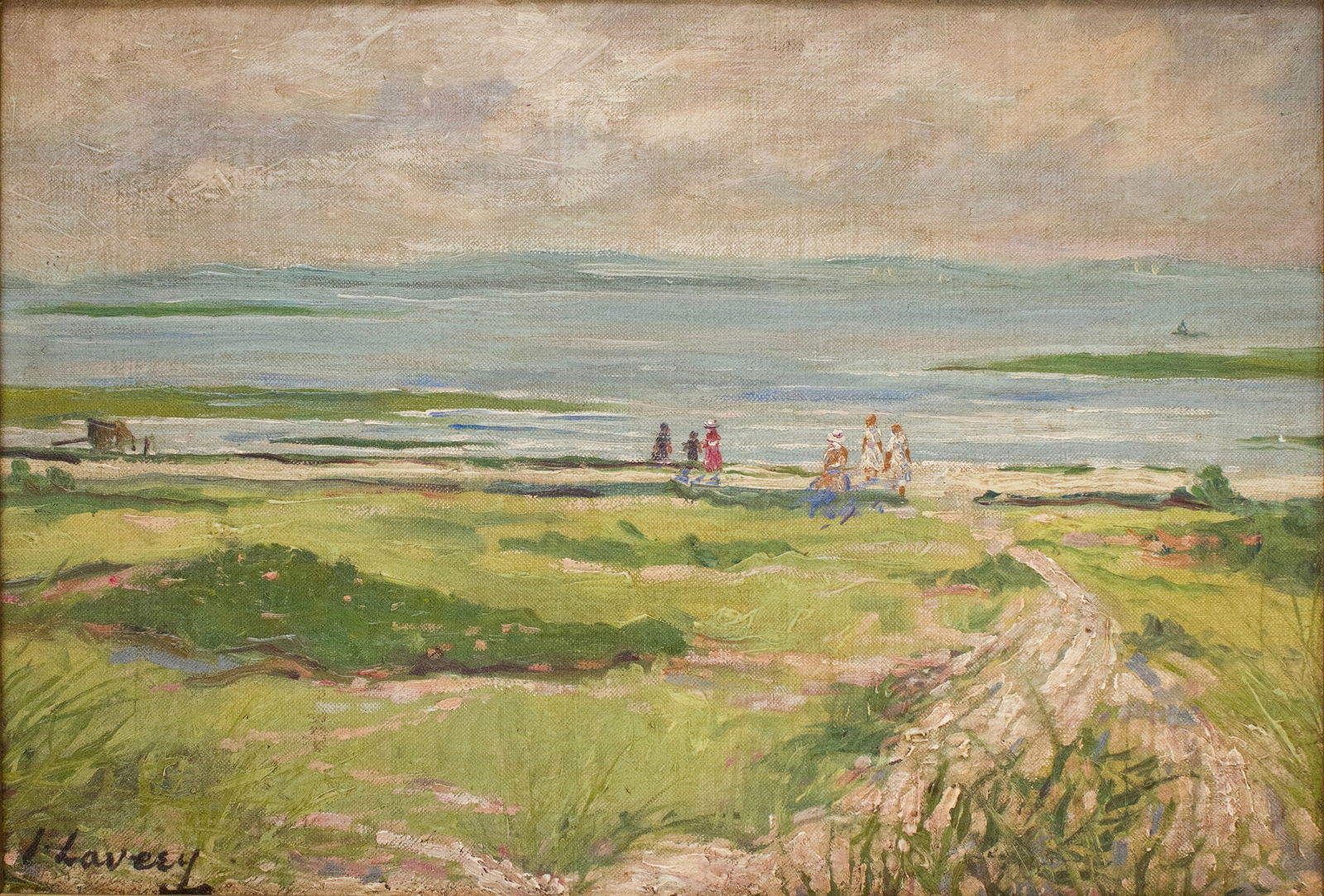 Sir John Lavery, British 1856-1941, Figures along Seaside, Oil on Board (1 of 7)