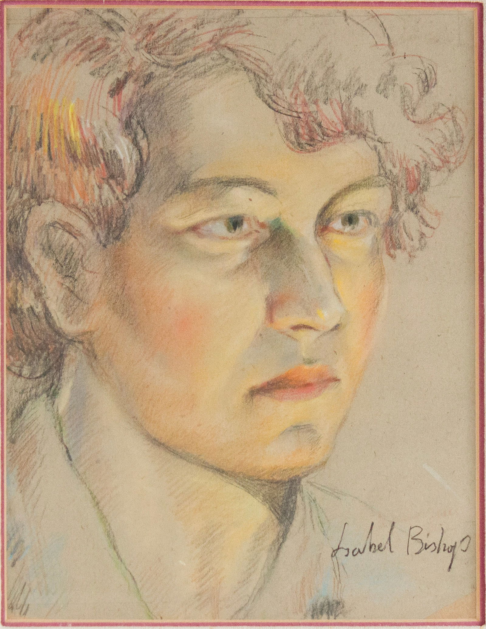 Isabel Bishop, American 1902-1988, Portrait of a Man, Mixed Media on Paper (1 of 5)