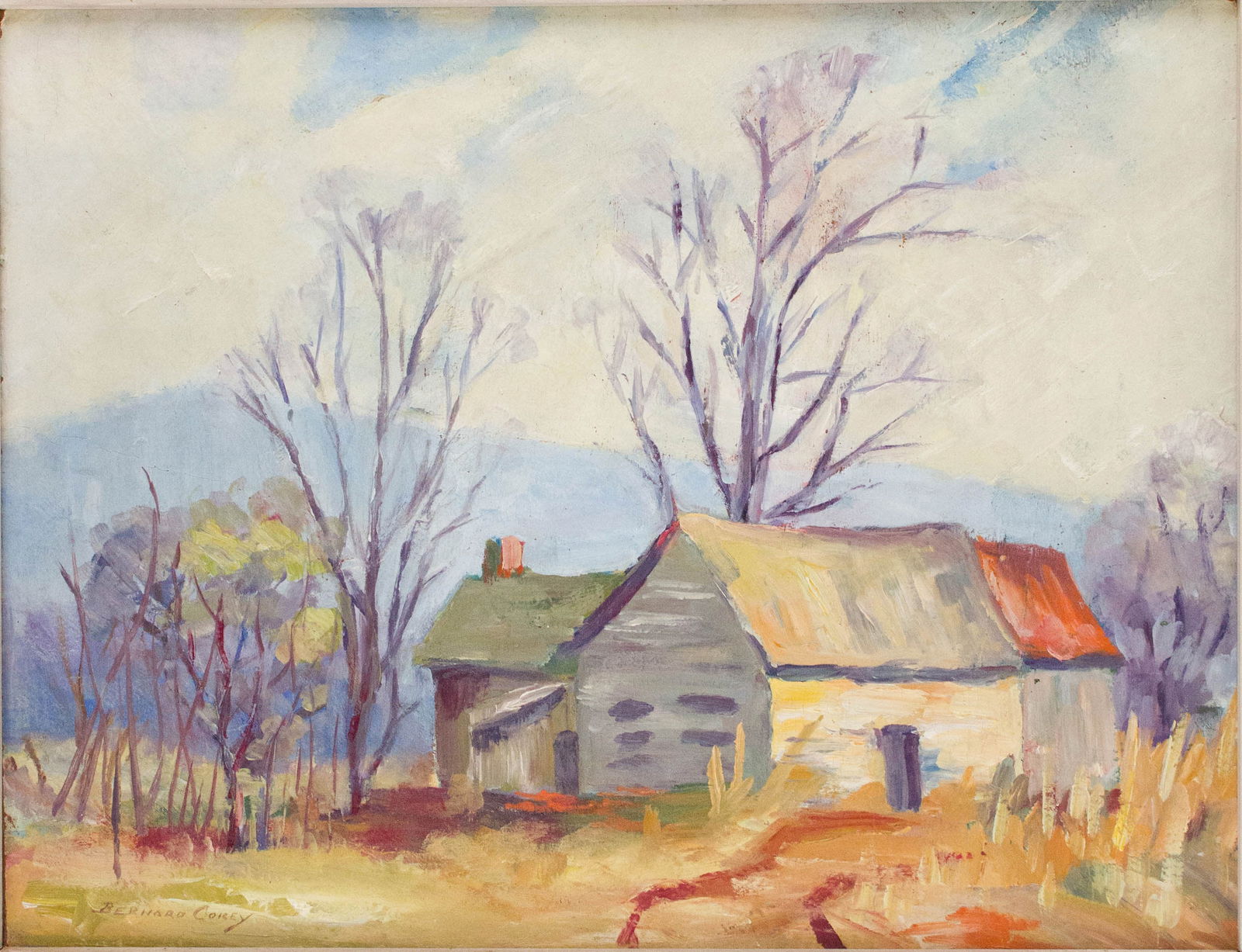 Bernard Corey, American 1914-2000, Rustic Cottage in Rural Landscape, Oil on Board (1 of 6)