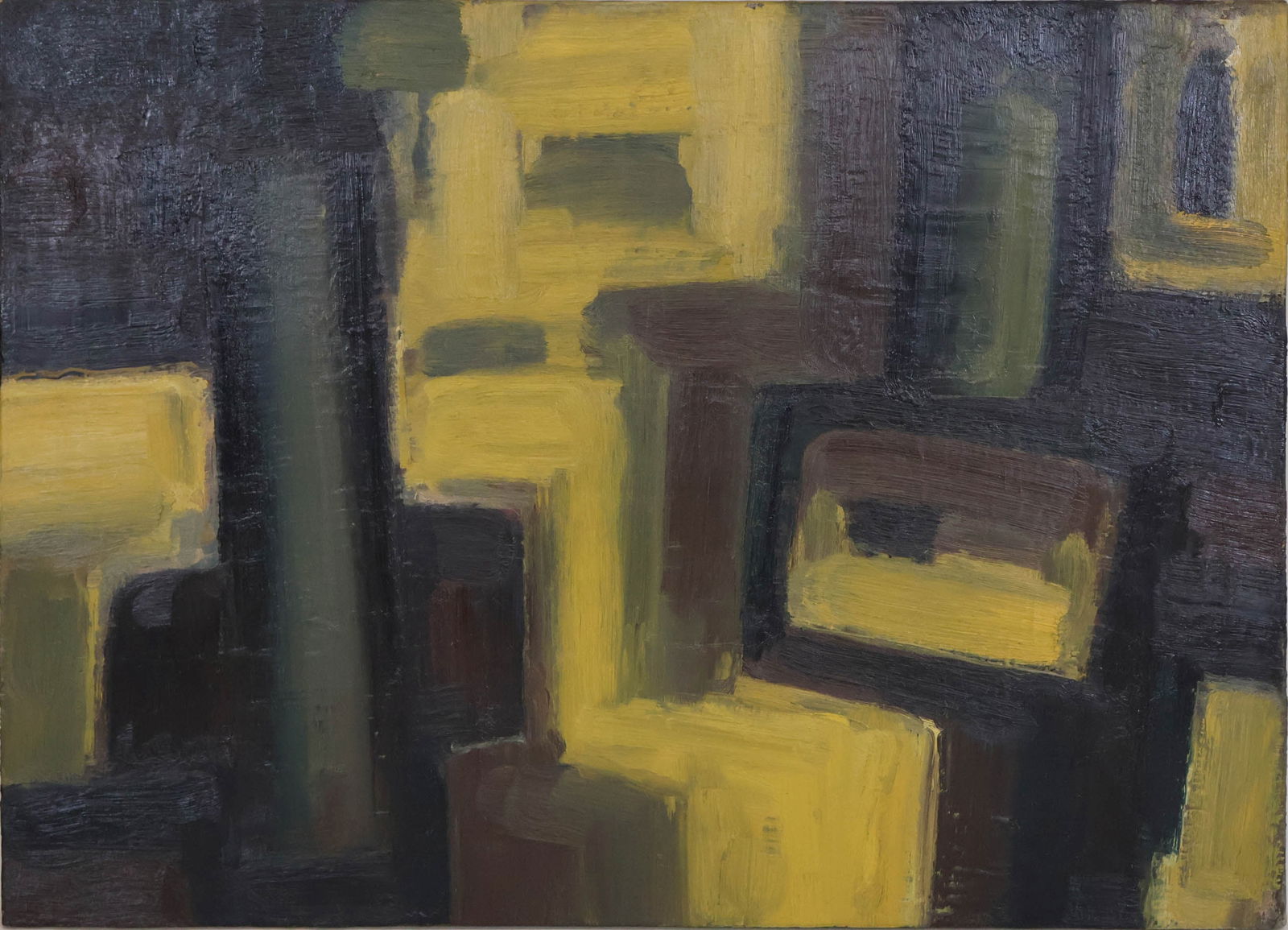 Guy Goodwin, American 1940, Abstract with Yellow Cubes, Oil on canvas (1 of 13)