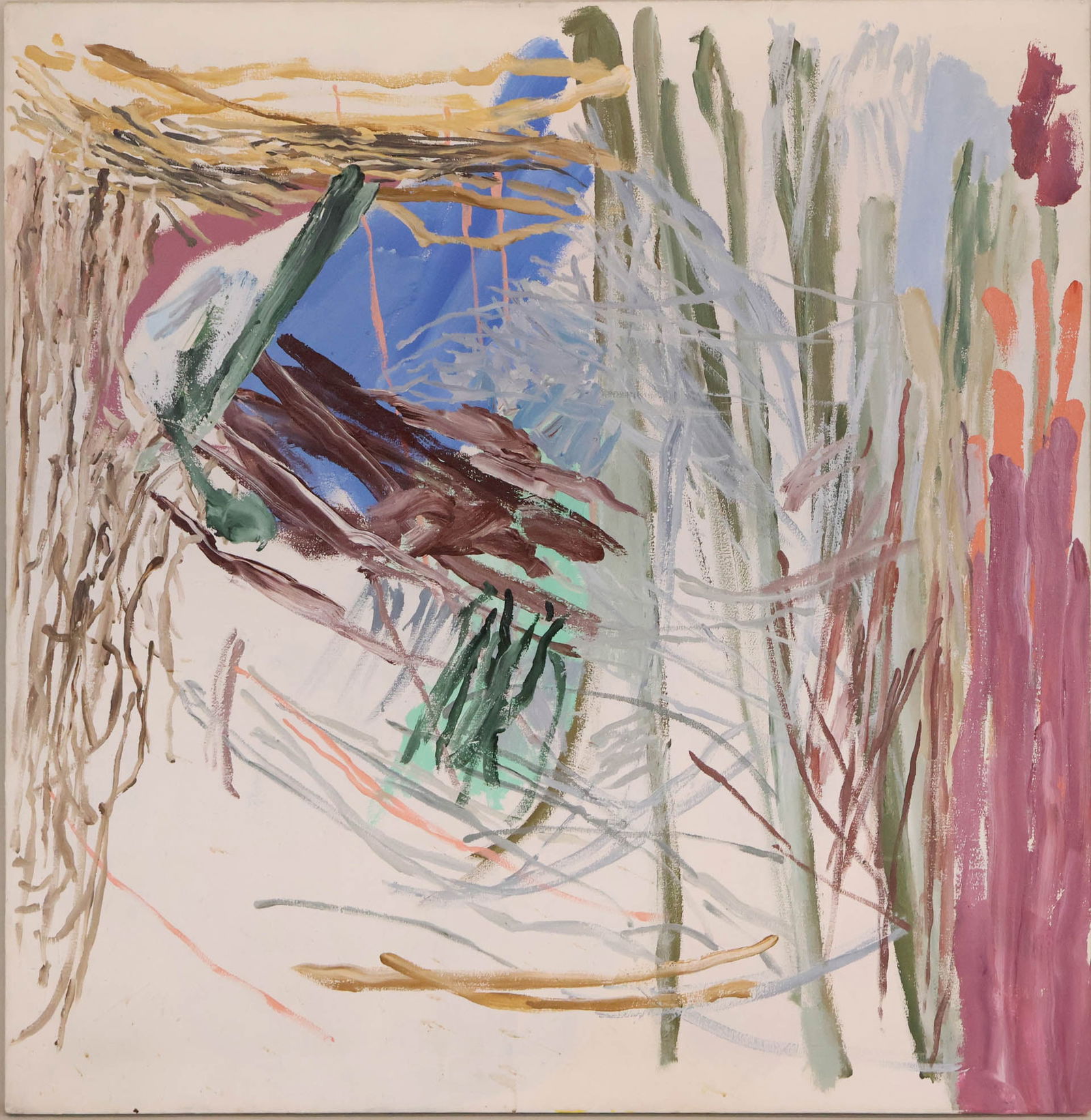 Martha Diamond, American 1944, Large Abstract in White and Pink, Oil on Canvas: Martha DiamondAmerican, 1944Large Abstract in White and PinkOil on CanvasSigned verso.