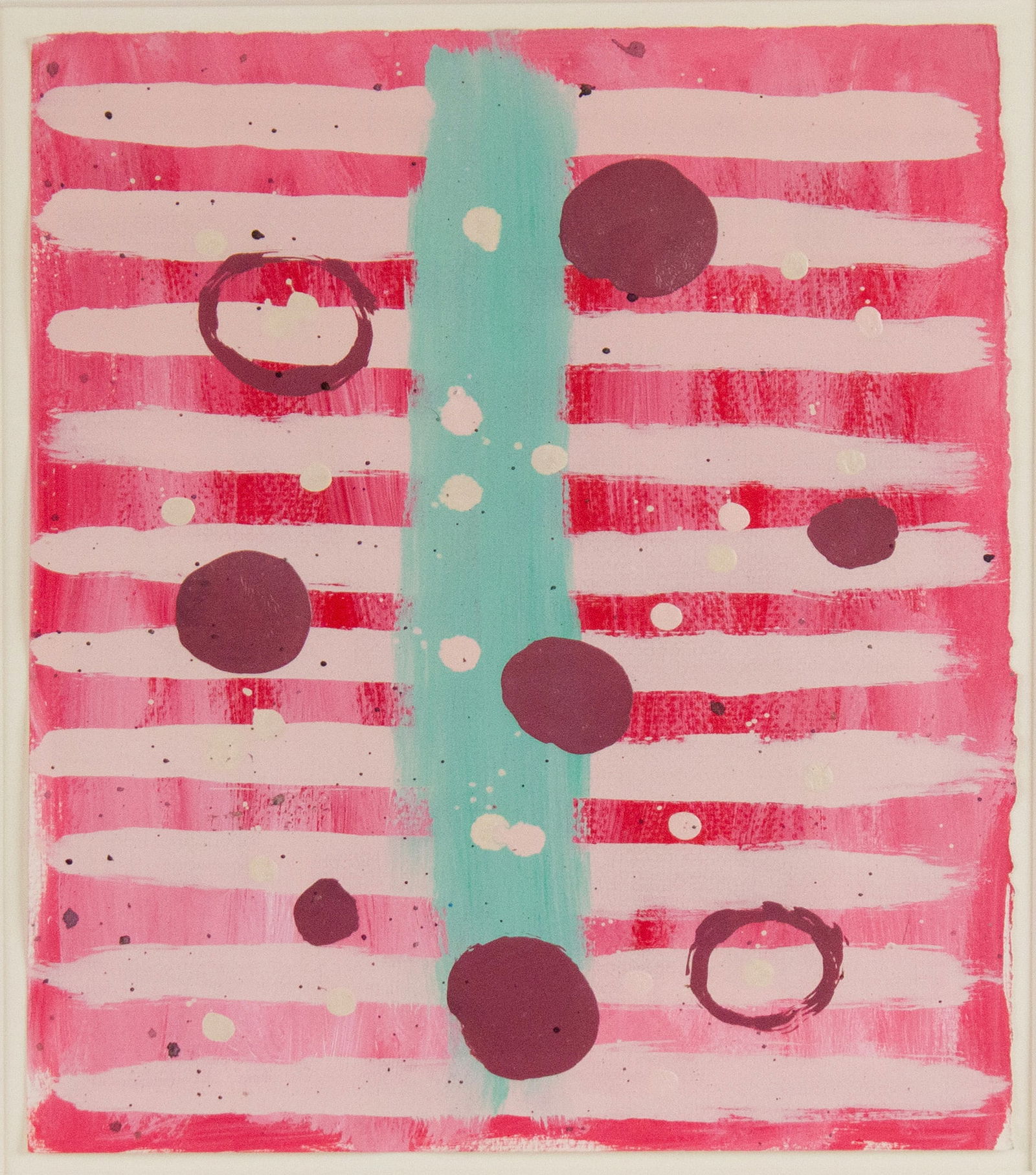 Stewart Hitch, American 1940-2002, Abstract Stripes and Balls on Paper, Mixed Media (1 of 5)