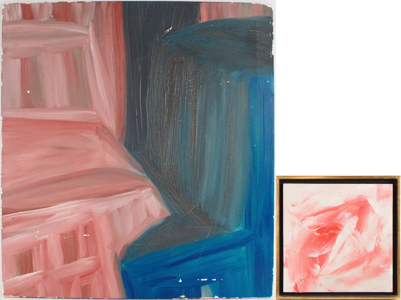 Martha Diamond, American 1944, Dispersion, 1981, Oil on Canvas: Martha DiamondAmerican, 1944Dispersion, 1981Oil on CanvasWith Brook Alexander Gallery label on verso. Signed on frame. Losses. Together with a Martha Diamond, oil on canvas, abstract in red and white,