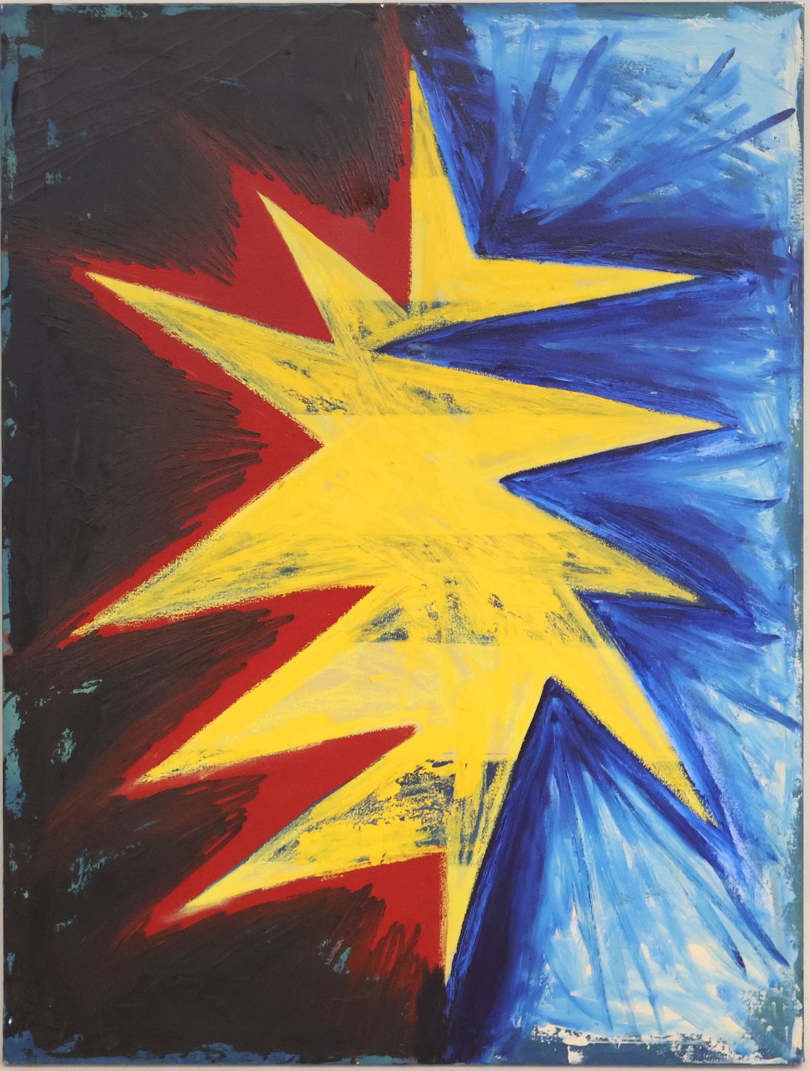 Stewart Hitch, American 1940-2002, Theoretical Shape, 1982, Oil on Canvas: Stewart Hitch American, 1940-2002 Theoretical Shape, 1982 Oil on Canvas Abstract yellow star. 30 x 40 in. (76.2 x 101.6 cm.)