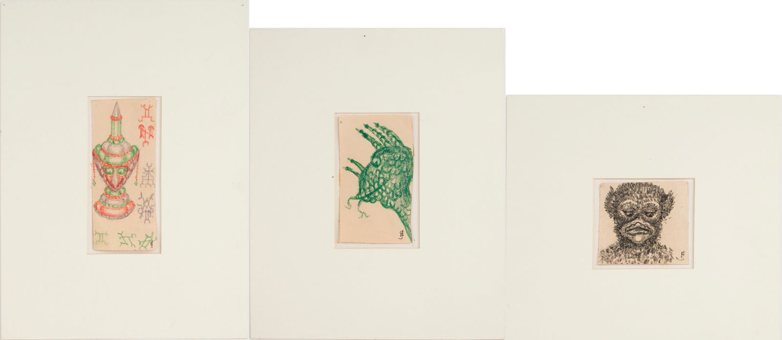 Clark Ashton Smith, American 1893-1961, Three Fantastical Drawings, Mixed Media (1 of 15)