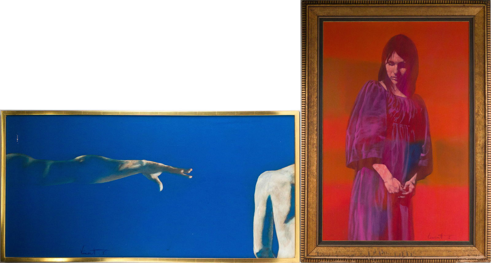 Tom Vincent, American 1930-2010, "Man and Woman" and "Woman in Red Field", Oil on Canvas (1 of 13)