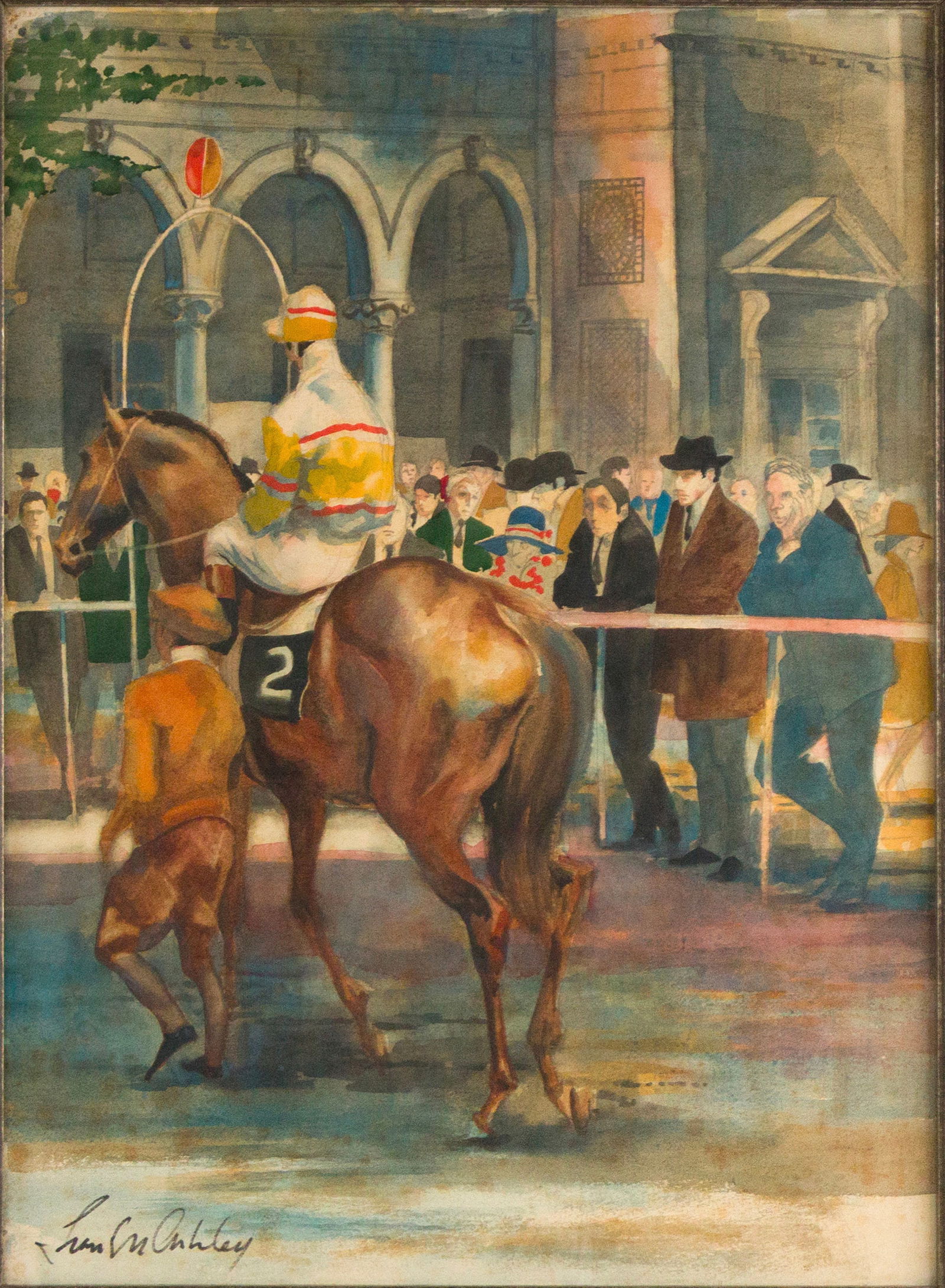 Frank Nelson Ashley, American 1920-2007, The Start of the Race, Watercolor: Frank Nelson AshleyAmerican, 1920-2007The Start of the RaceWatercolorSigned l.r. "Frank N. Ashley"Sight: 30 x 22 in. (76.2 x 55.9 cm.), Frame: 38 x 30 in. (96.5 x 76.2 cm.)