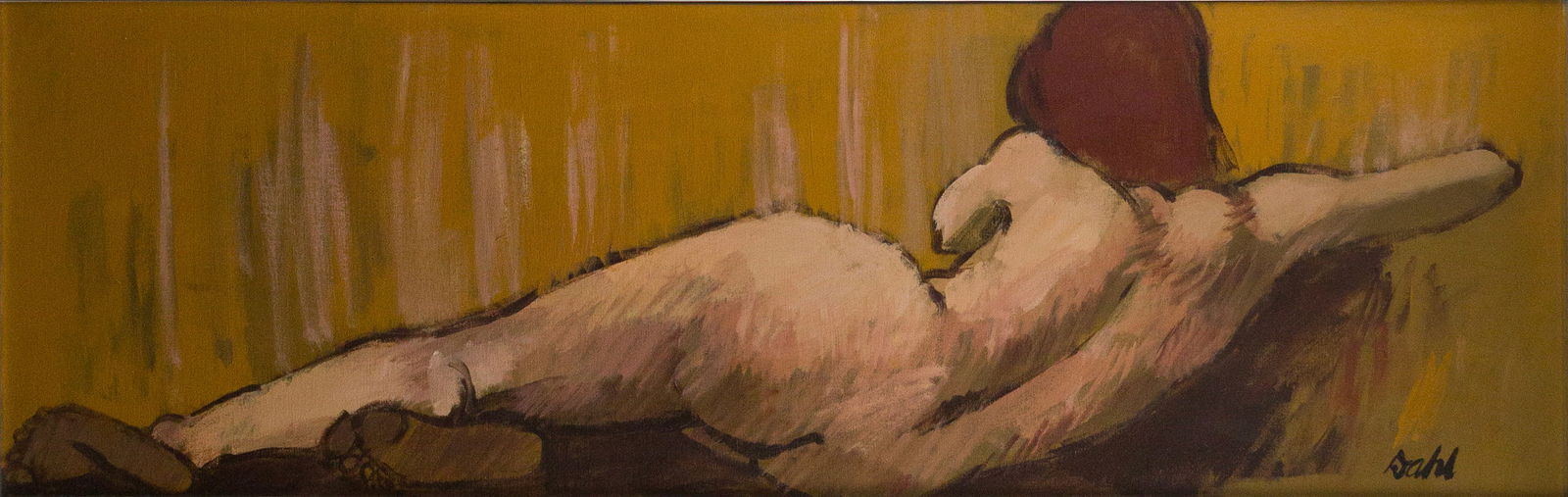 Ronald Dahl, Nude Study, Oil on Canvas: Ronald Dahl Nude Study Oil on Canvas American, 20th C. signed l.r. "Dahl". 15 x 48 in. (38.1 x 121.9 cm.)