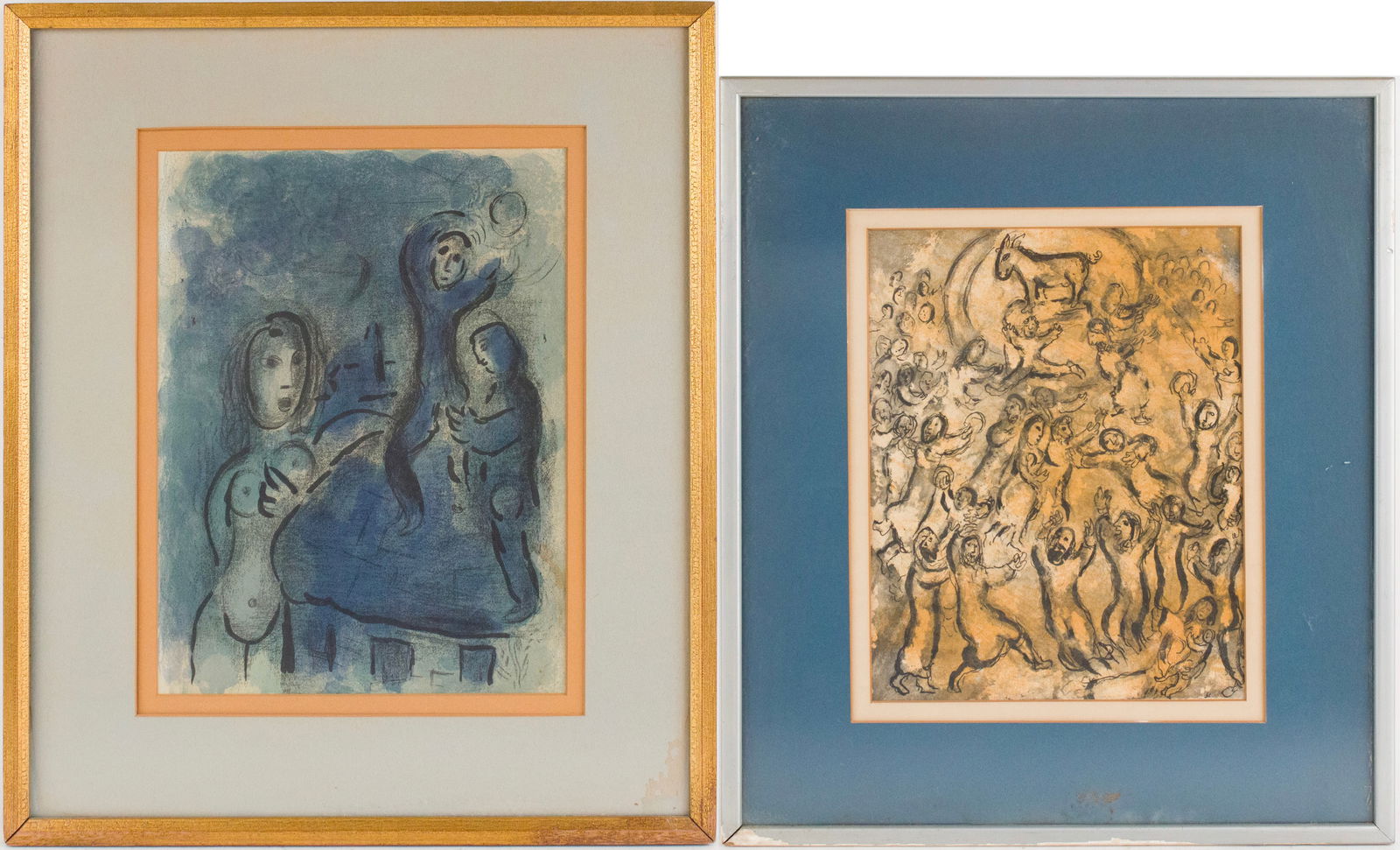 Marc Chagall, French/Russian 1887-1985, The Women's Offering at the Tabernacle and Rahab and the: Marc Chagall French/Russian, 1887-1985 The Women's Offering at the Tabernacle and Rahab and the Spies of Jericho Lithographs Both unsigned. Largest Sight: 13 1/2 x 9 3/4 in. (34.3 x 24.8 cm.),