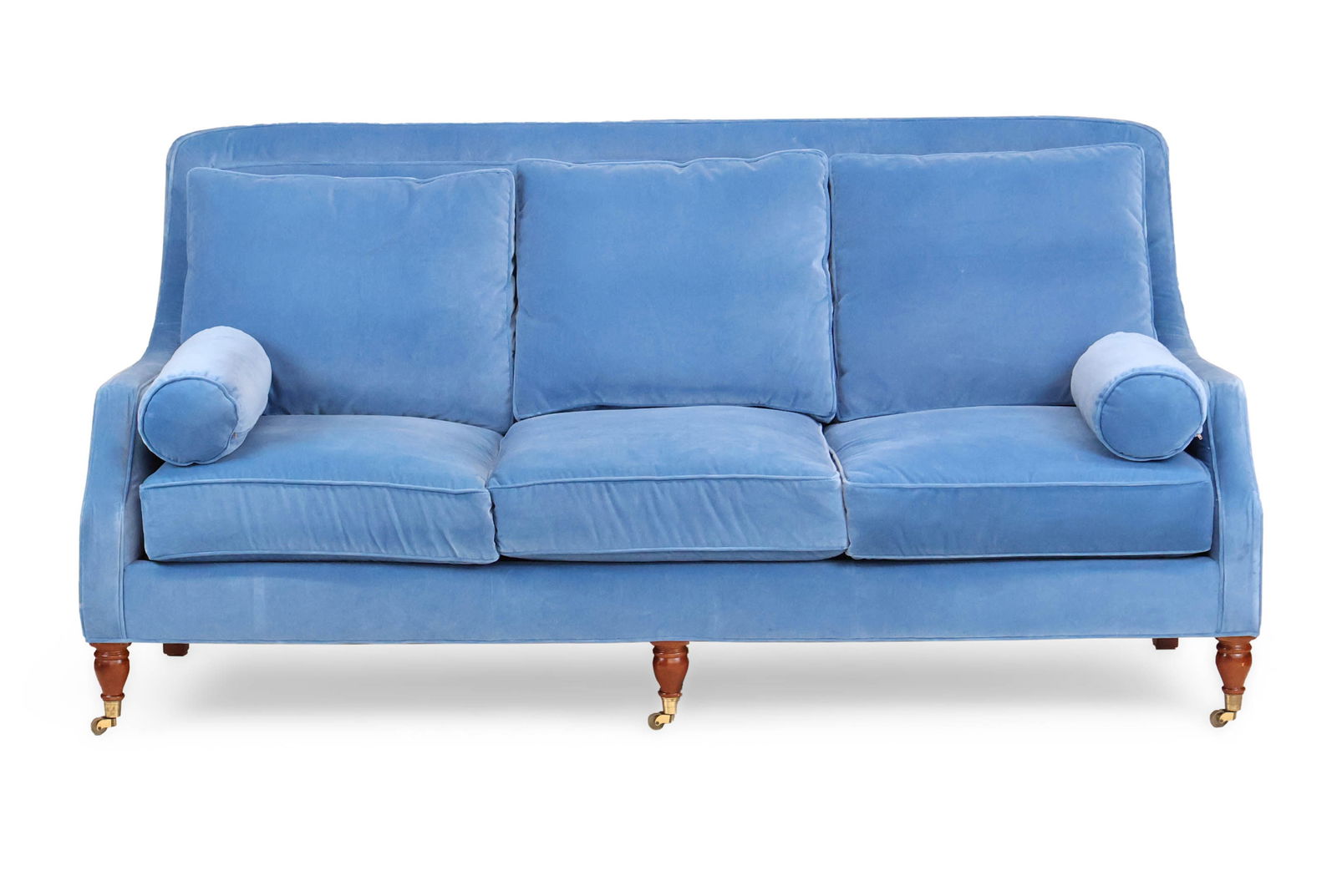 Modern George Smith Style Blue-Upholstered Sofa (1 of 10)