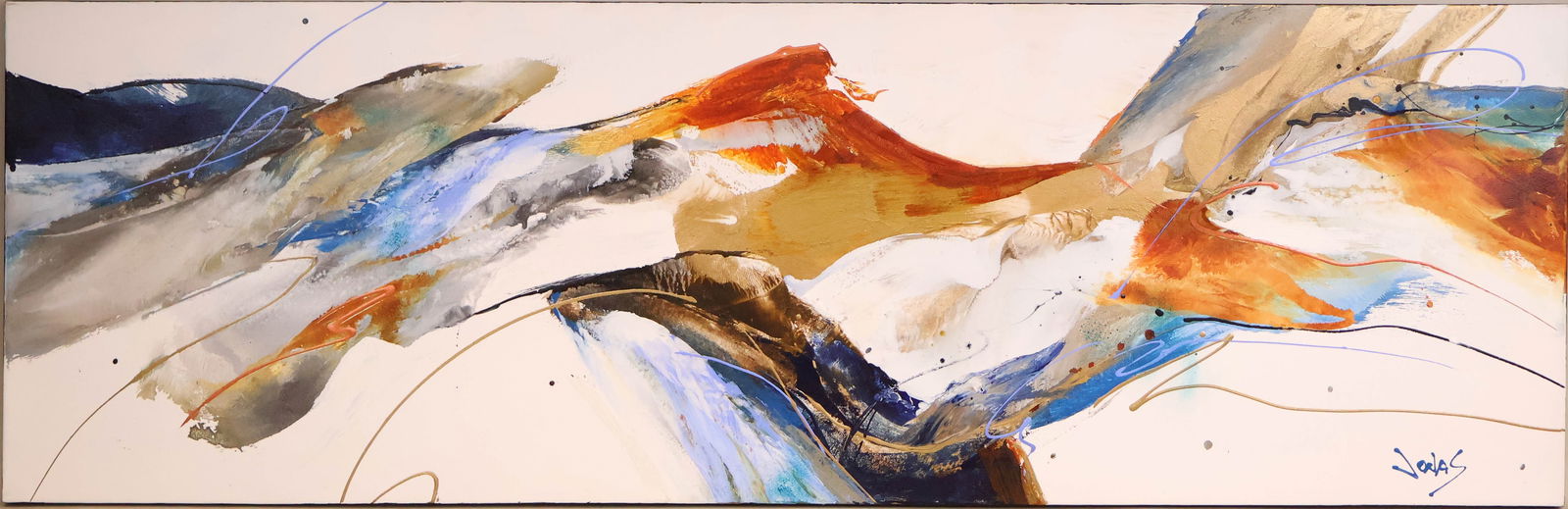 Jonas Gerard, 1941-2020, Plow Through XIII, Mixed Media on Canvas: Jonas Gerard 1941-2020 Plow Through XIII Mixed Media on Canvas Signed, titled, and dated 10/6/13 verso. 30 x 96 in. (76.2 x 243.8 cm.)