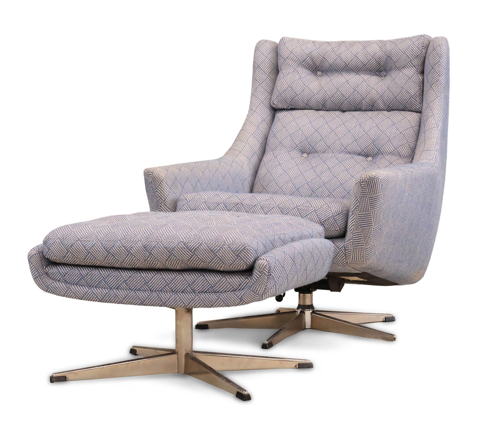 Mid-Century Modern Swivel Chair and Ottoman (1 of 18)