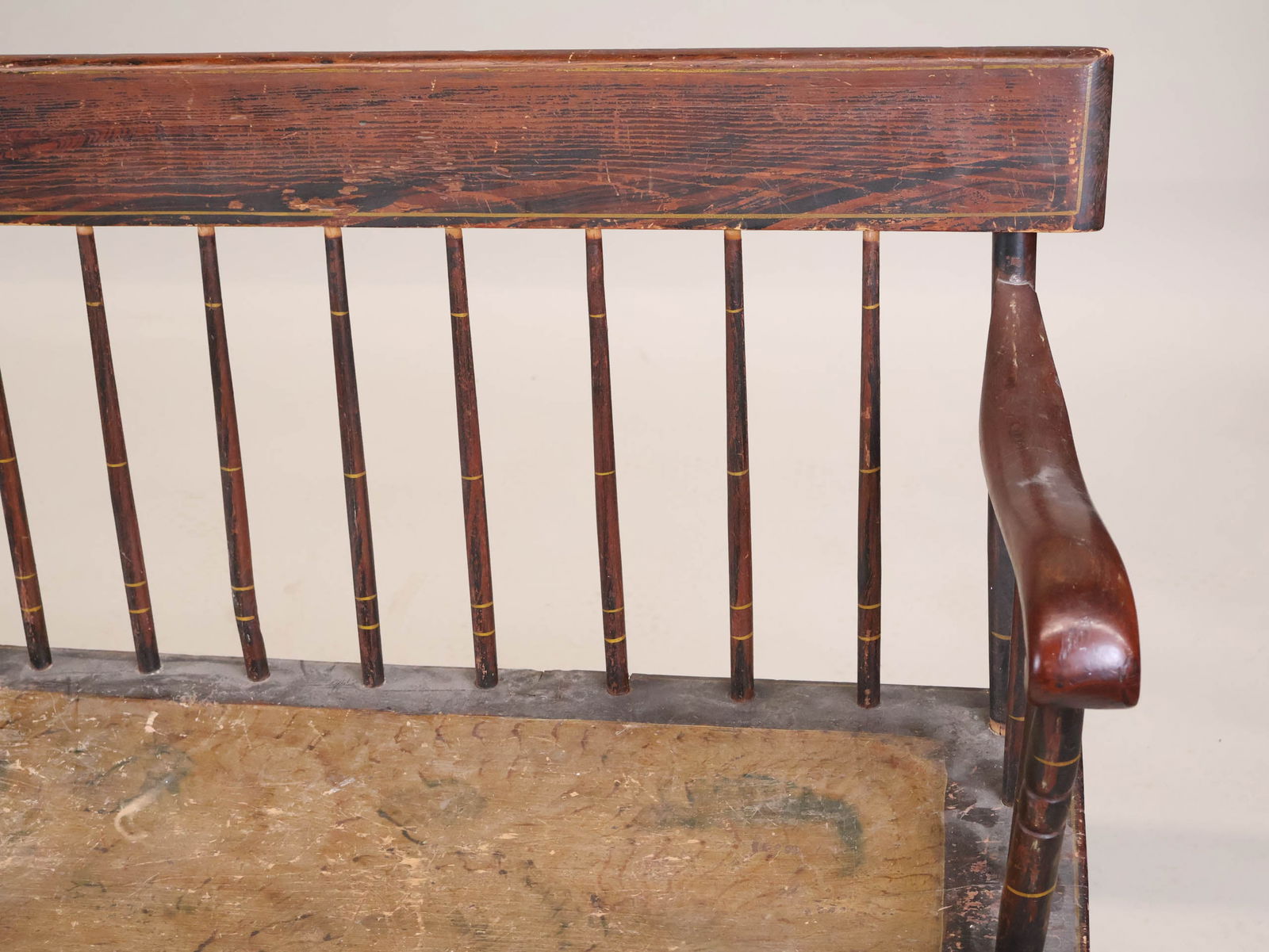 Federal Paint-Decorated Pine Settee - 4