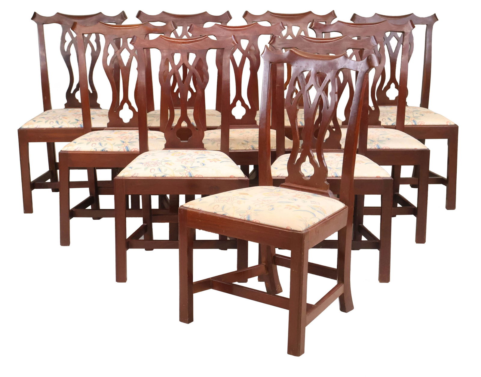 Ten Chippendale Style Mahogany Dining Chairs (1 of 15)