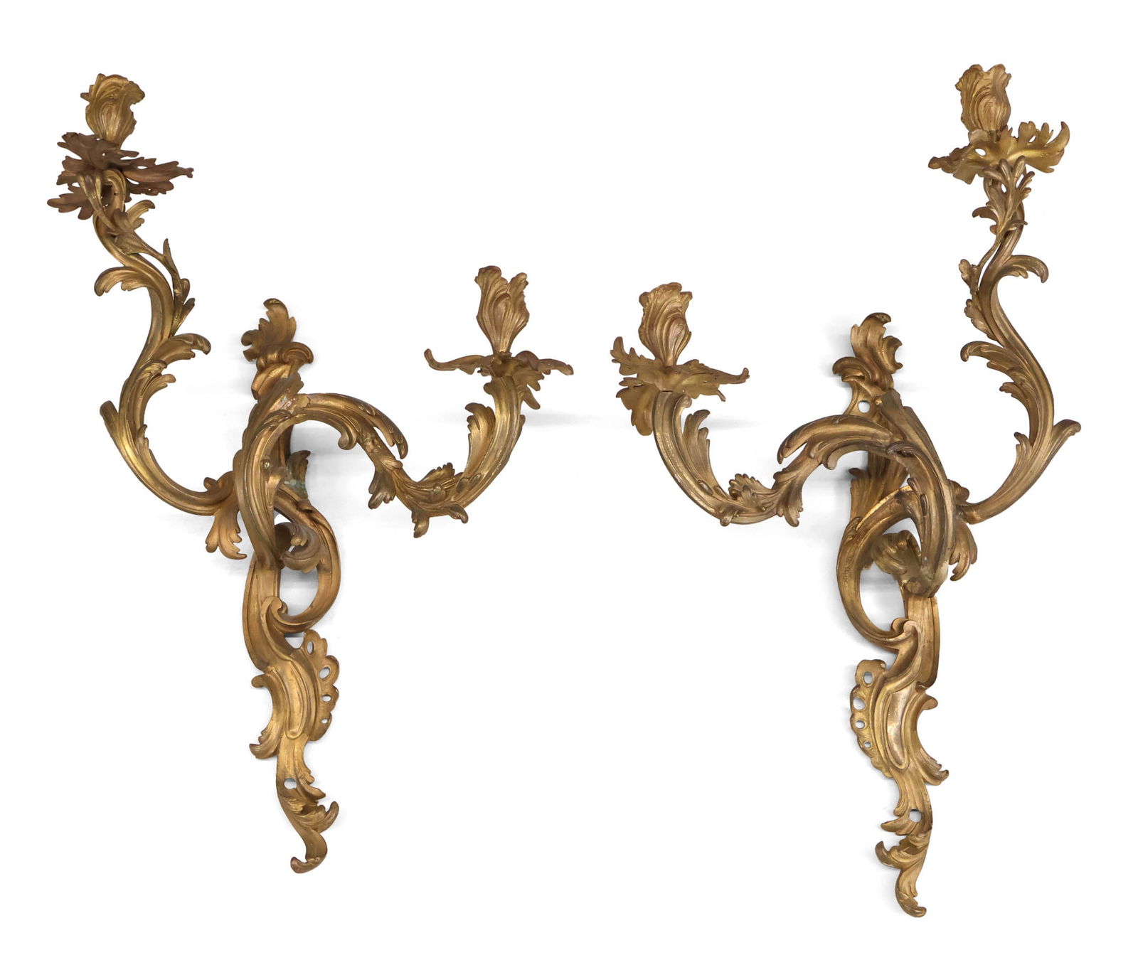 Pair of Louis XVI Bronze Two Arm Wall Sconces (1 of 13)