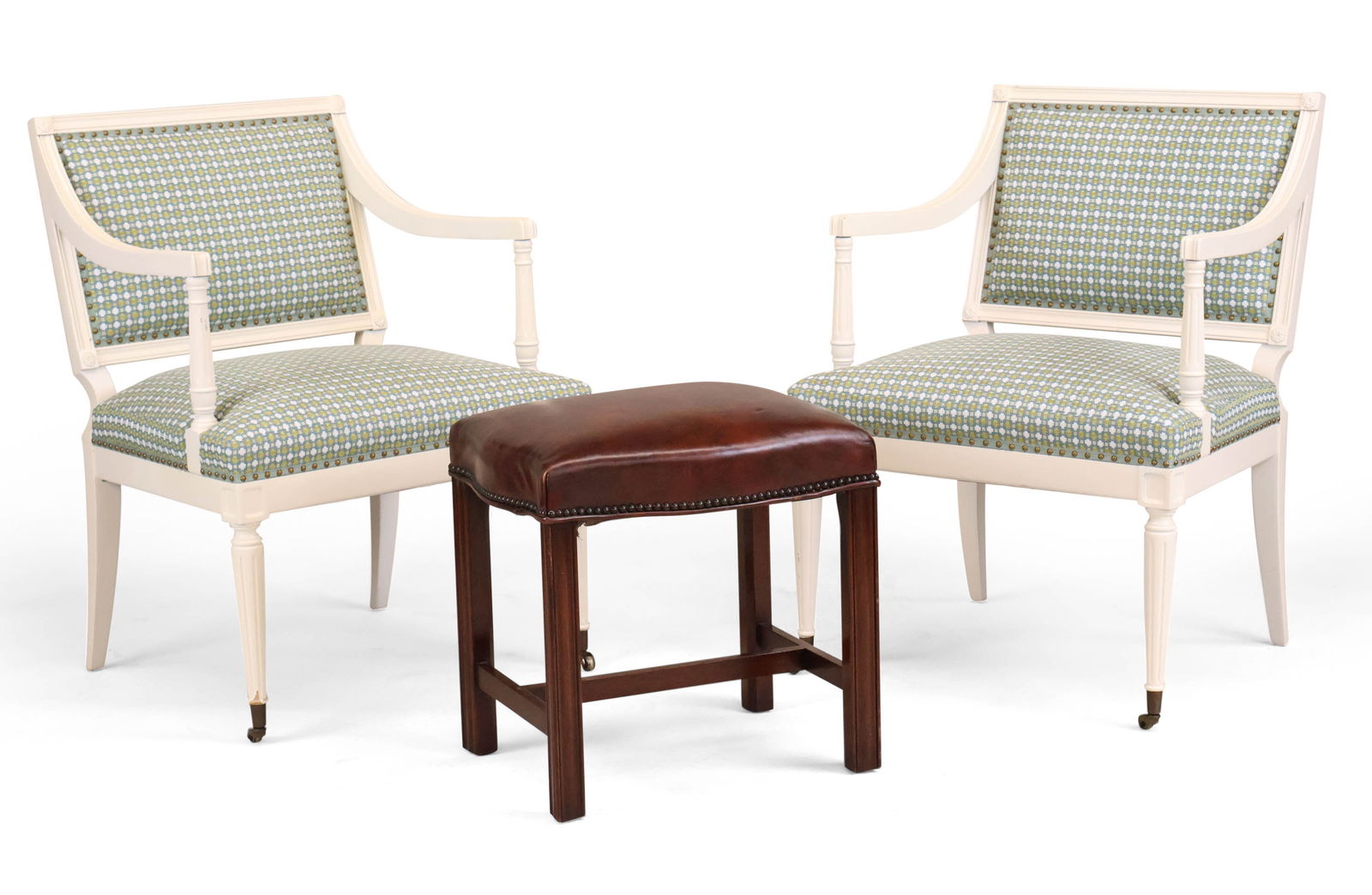 Pair of George III Style White-Painted Open Armchairs (1 of 18)