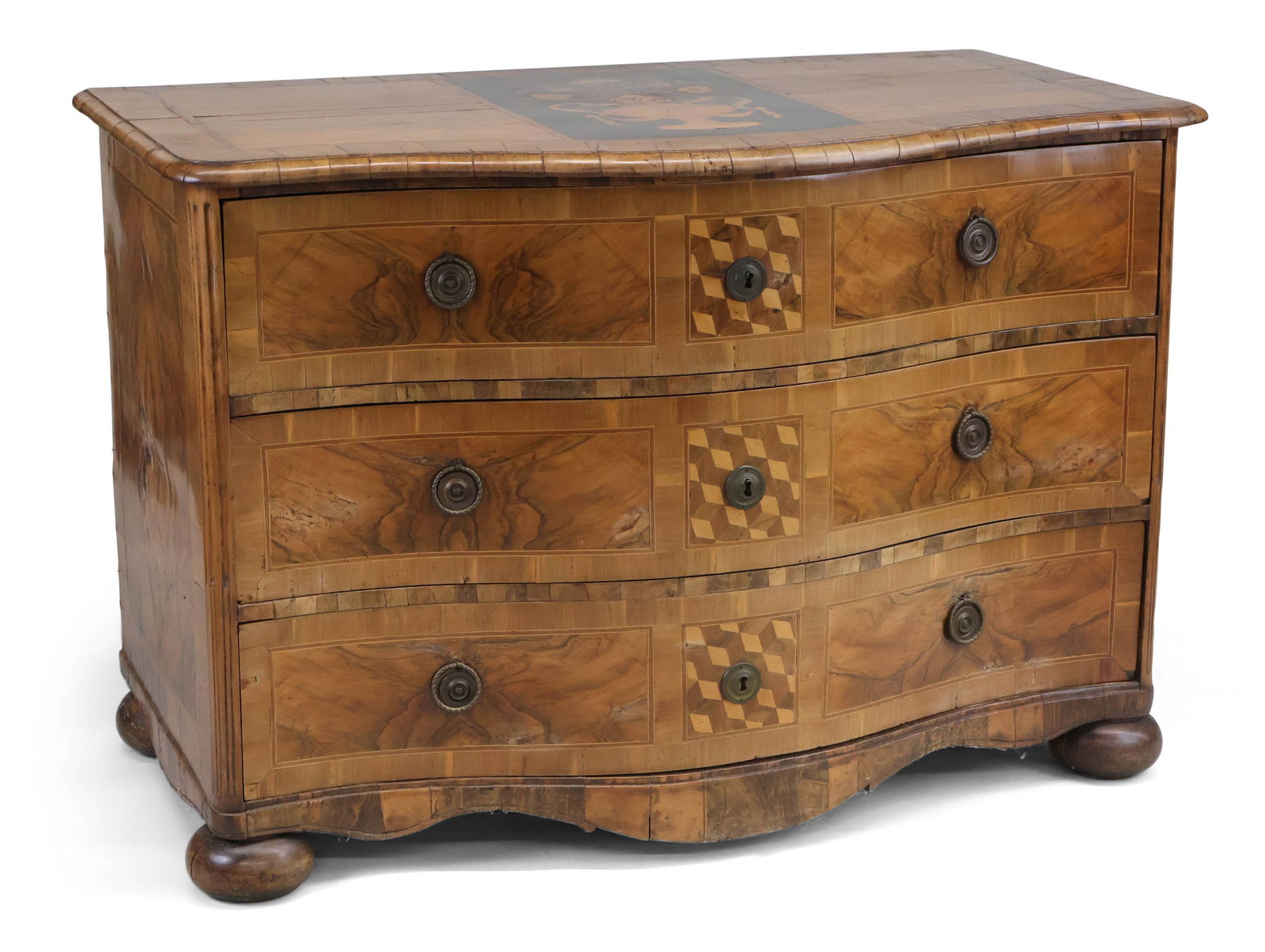 Baroque Marquetry Inlaid Walnut Chest of Drawers (1 of 12)