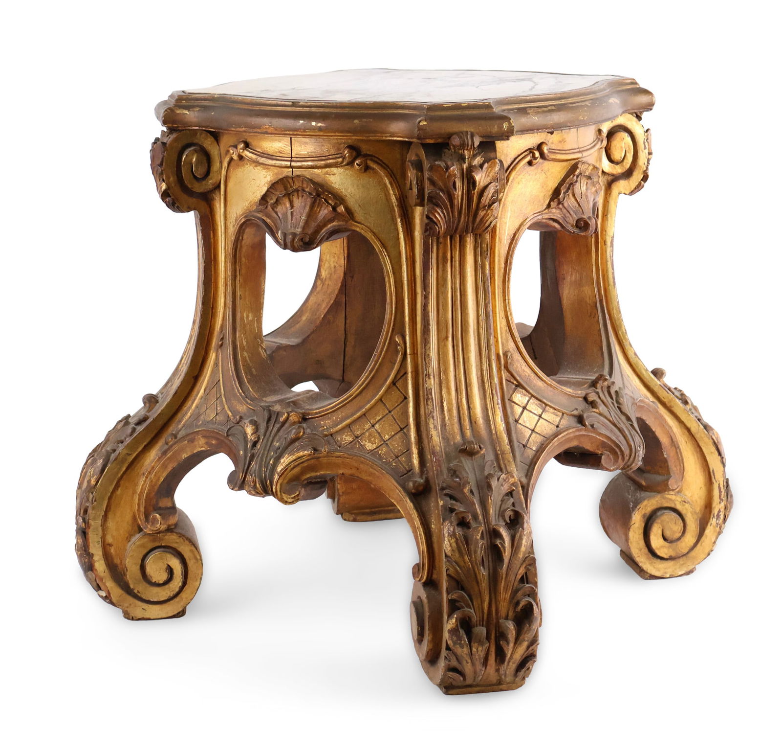 Rococo Style Marble-Inset Giltwood Side Table (1 of 11)