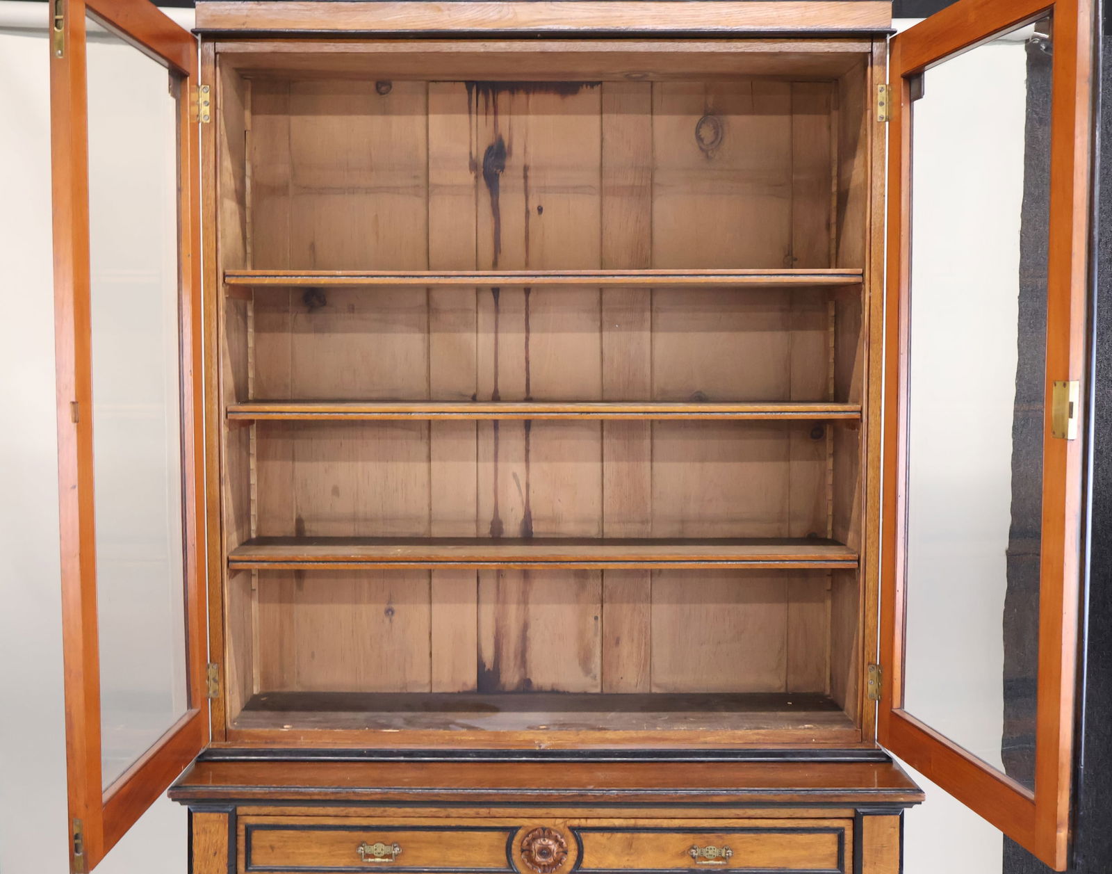 Victorian Part-Ebonized Oak Library Bookcase - 13