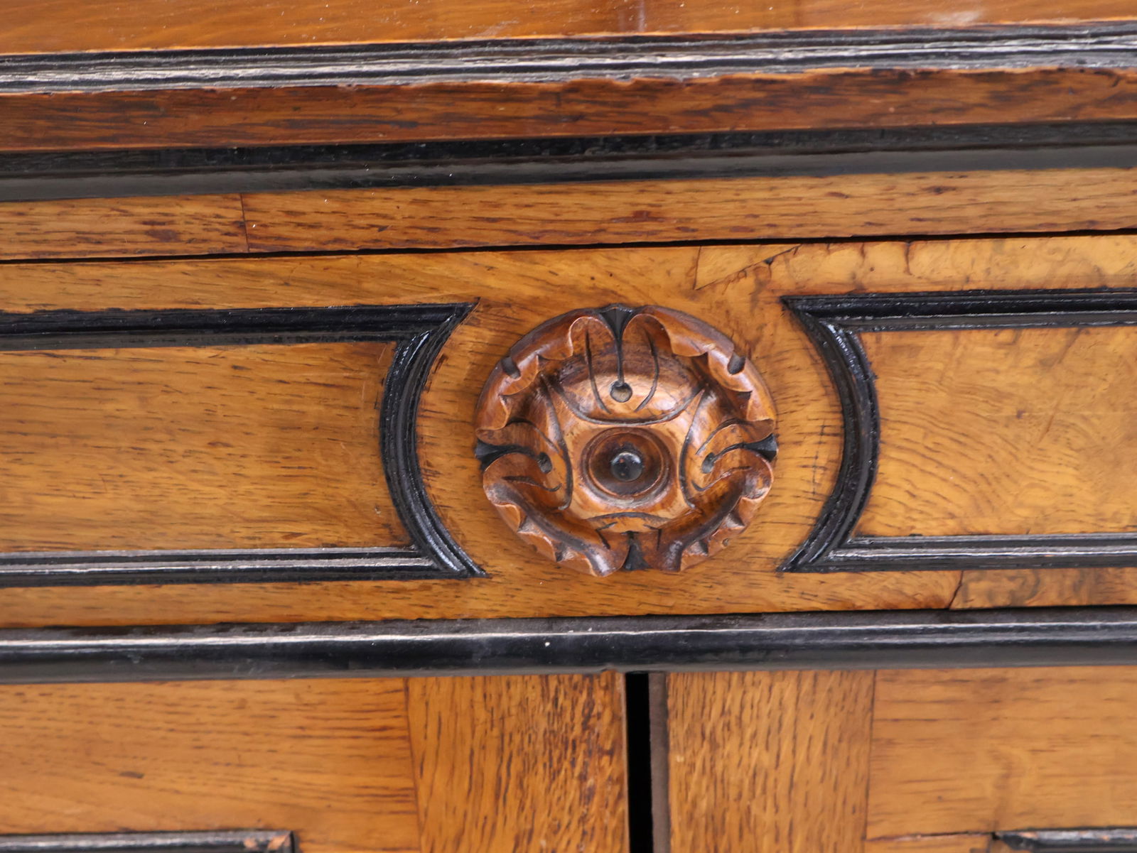 Victorian Part-Ebonized Oak Library Bookcase - 7