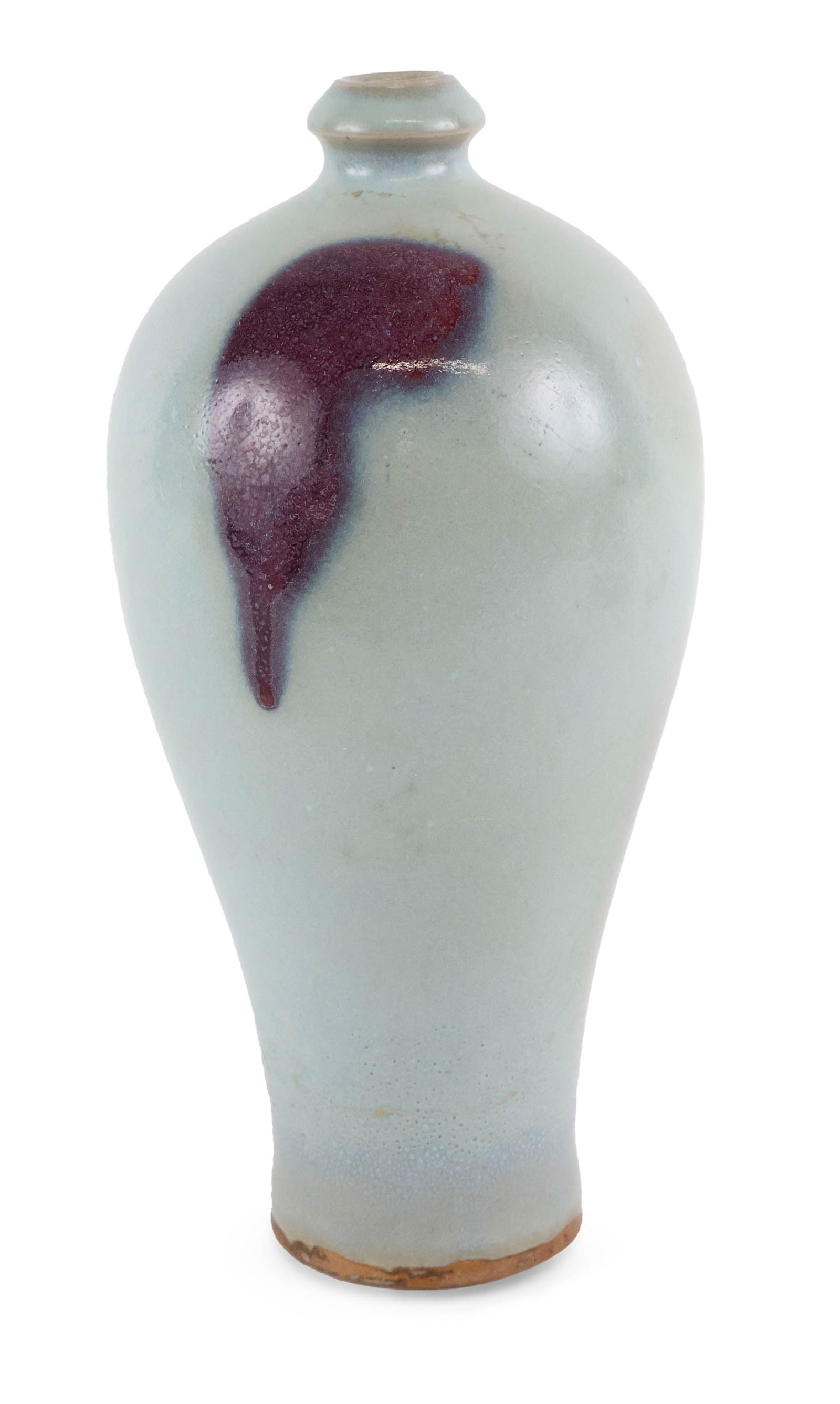 Chinese Jun-Ware Meiping Vase: Chinese Jun-Ware Meiping Vase With purple splash on blue ground. 10 3/4 x 5 in. (27.3 x 12.7 cm.)