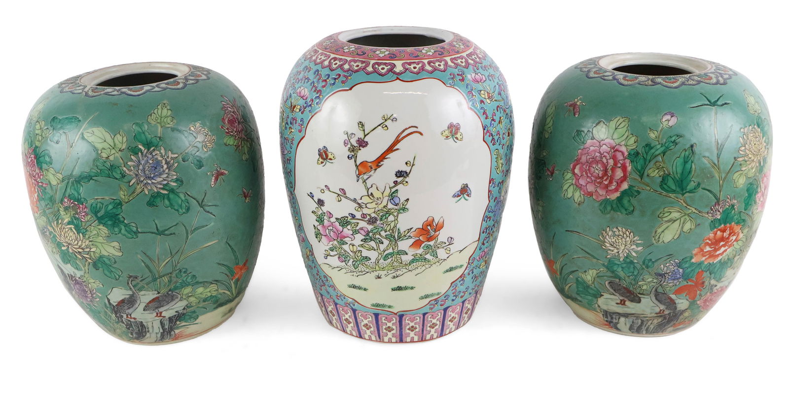 Three Chinese Famille Rose Porcelain Ginger Jars (1 of 18)