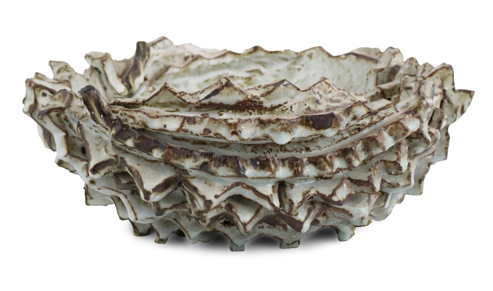 Contemporary White-Glazed Redware Abstract Bowl (1 of 8)