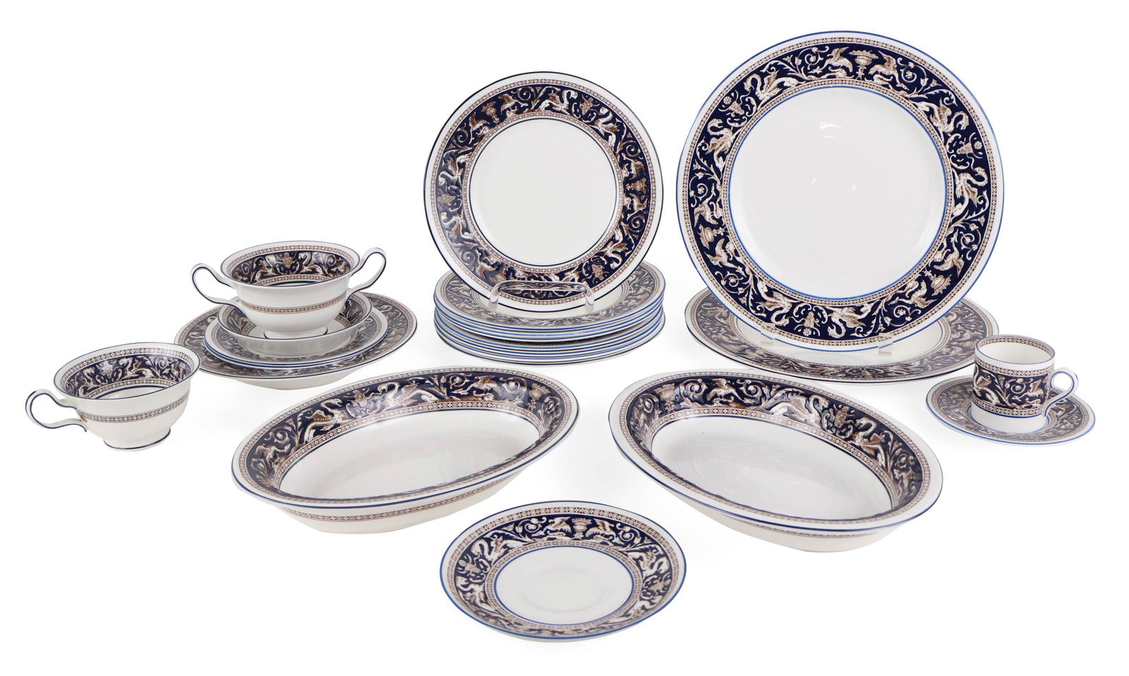 Wedgwood Florentine Dinnerware with Brown Dragons (1 of 12)