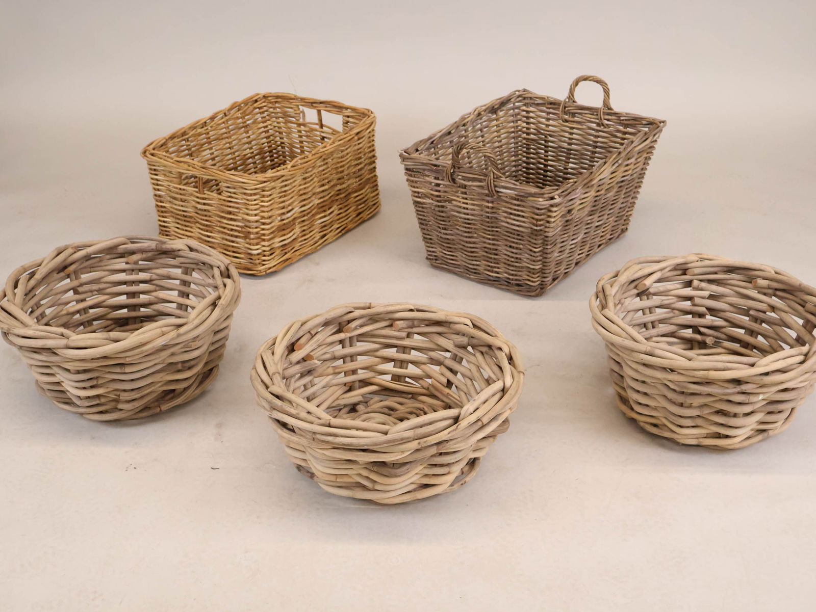 Five Modern Woven Rattan Baskets - 2