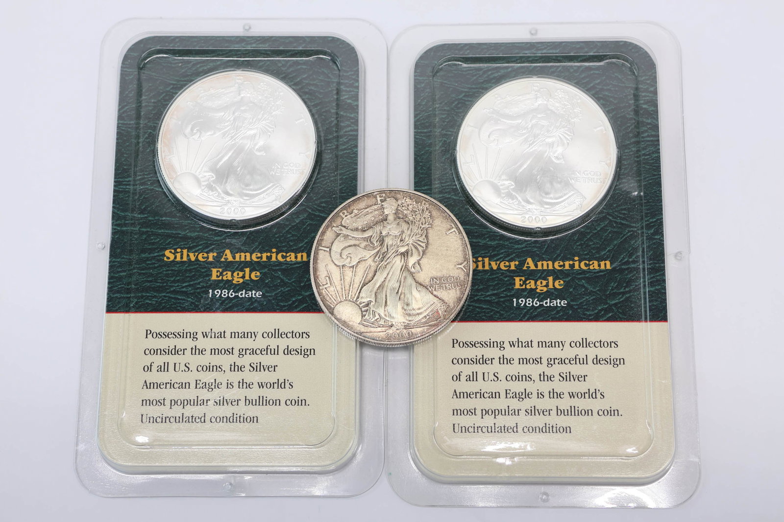 Three Walking Liberty 1oz Silver Dollars Year 2000 (1 of 7)