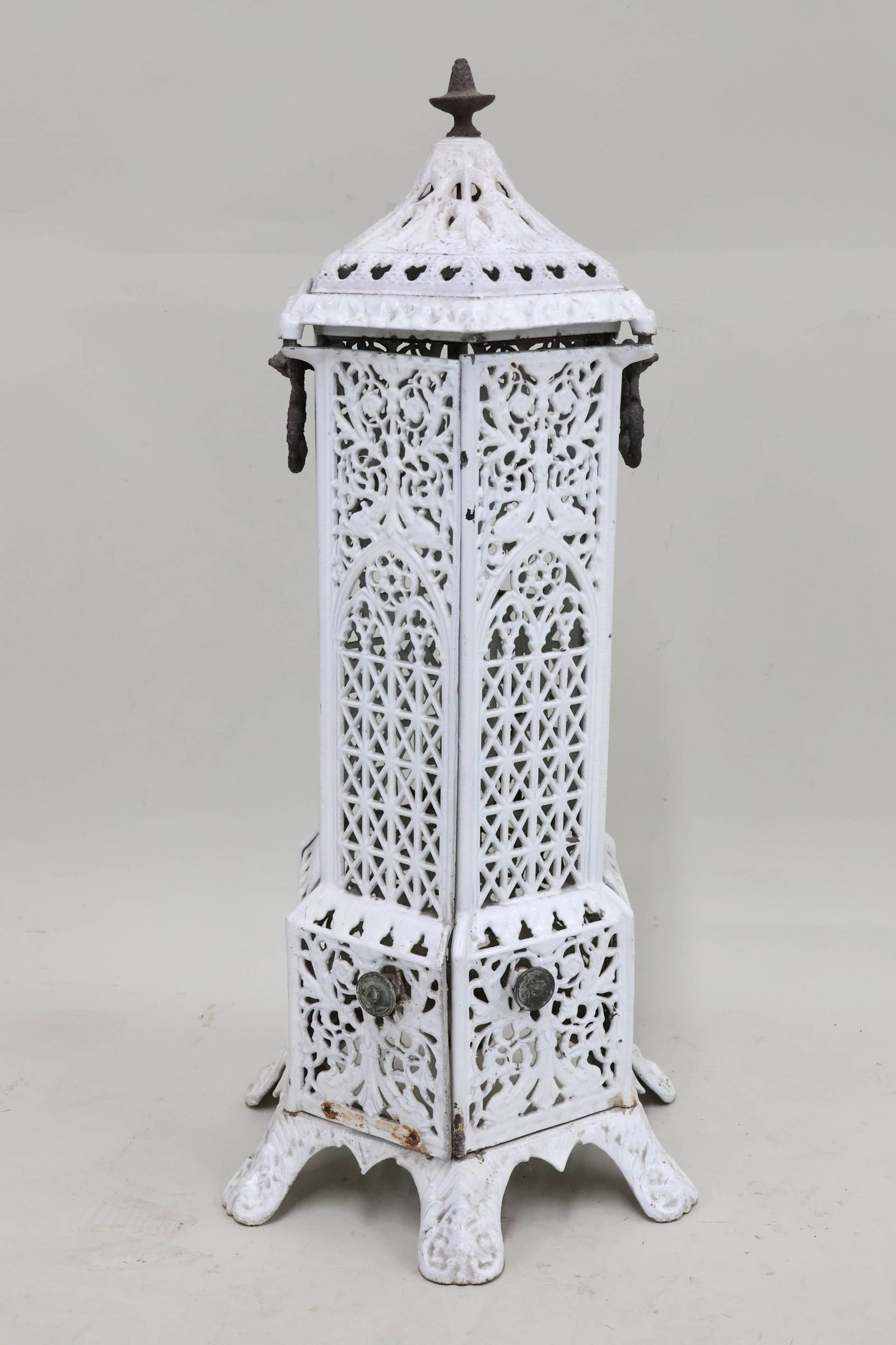 Vintage White Painted Iron Cathedral Style Heater (1 of 10)