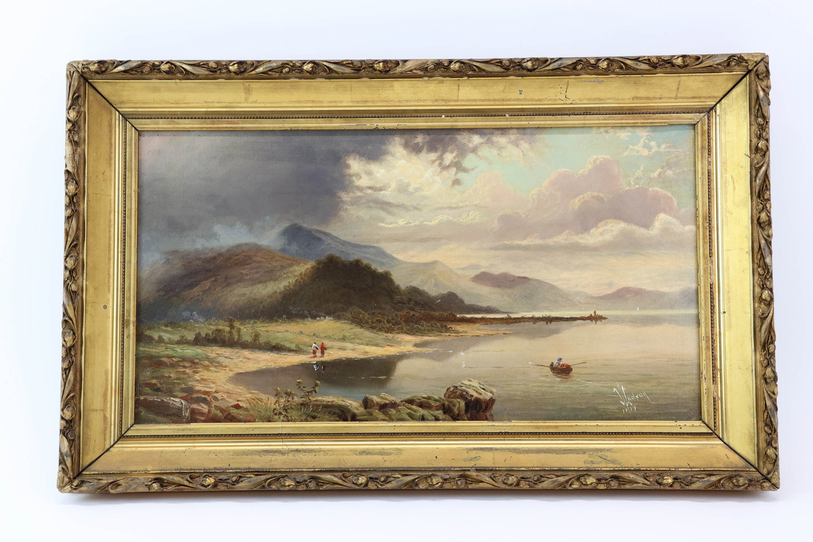 Oil on Canvas of Riverside Landscape & Water Scene in Gilt Frame (1 of 12)