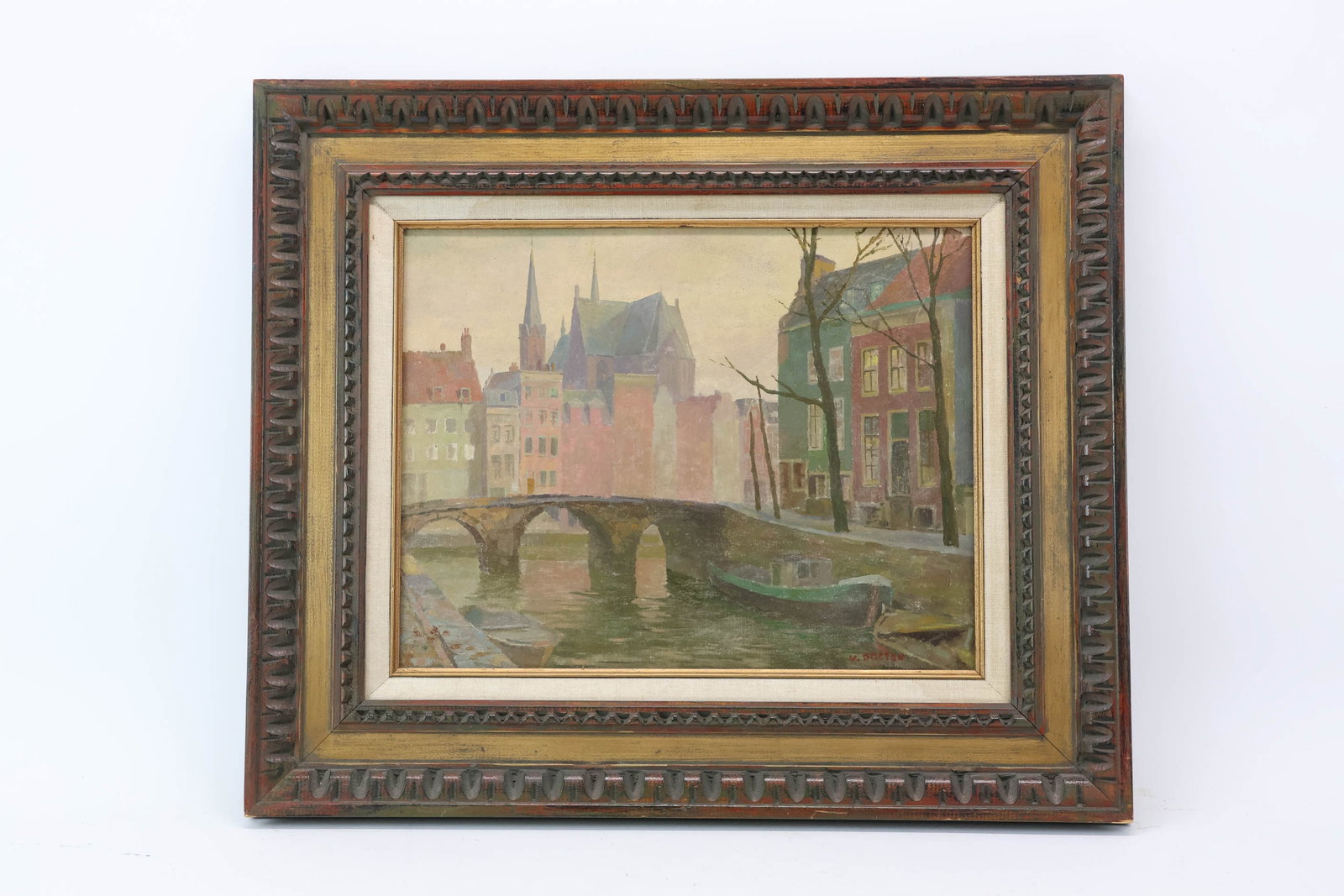 Oil on Board Continental Cityscape With Canal (1 of 8)