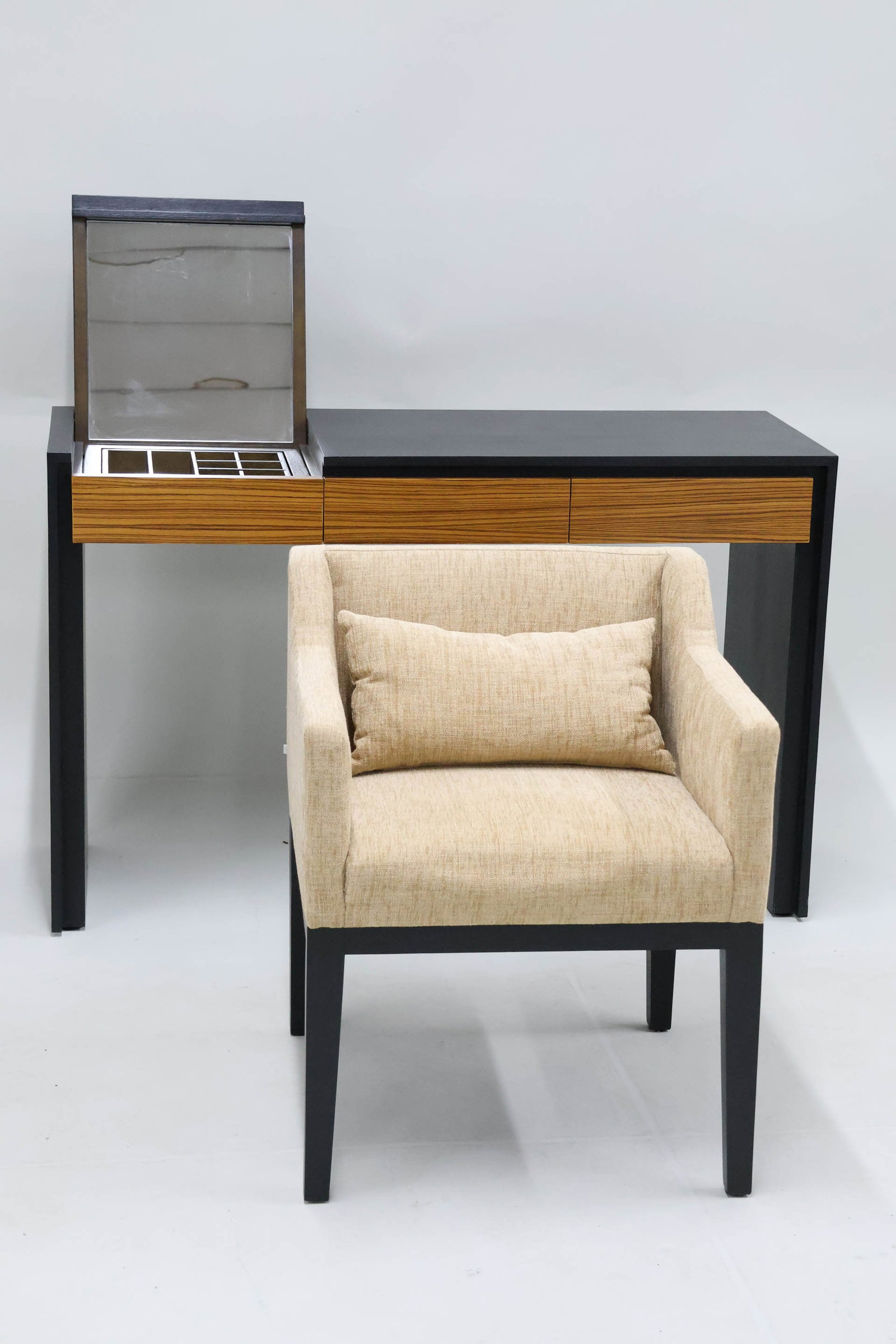 Vanity/Desk with Three Zebra Wood Drawers (1 of 5)