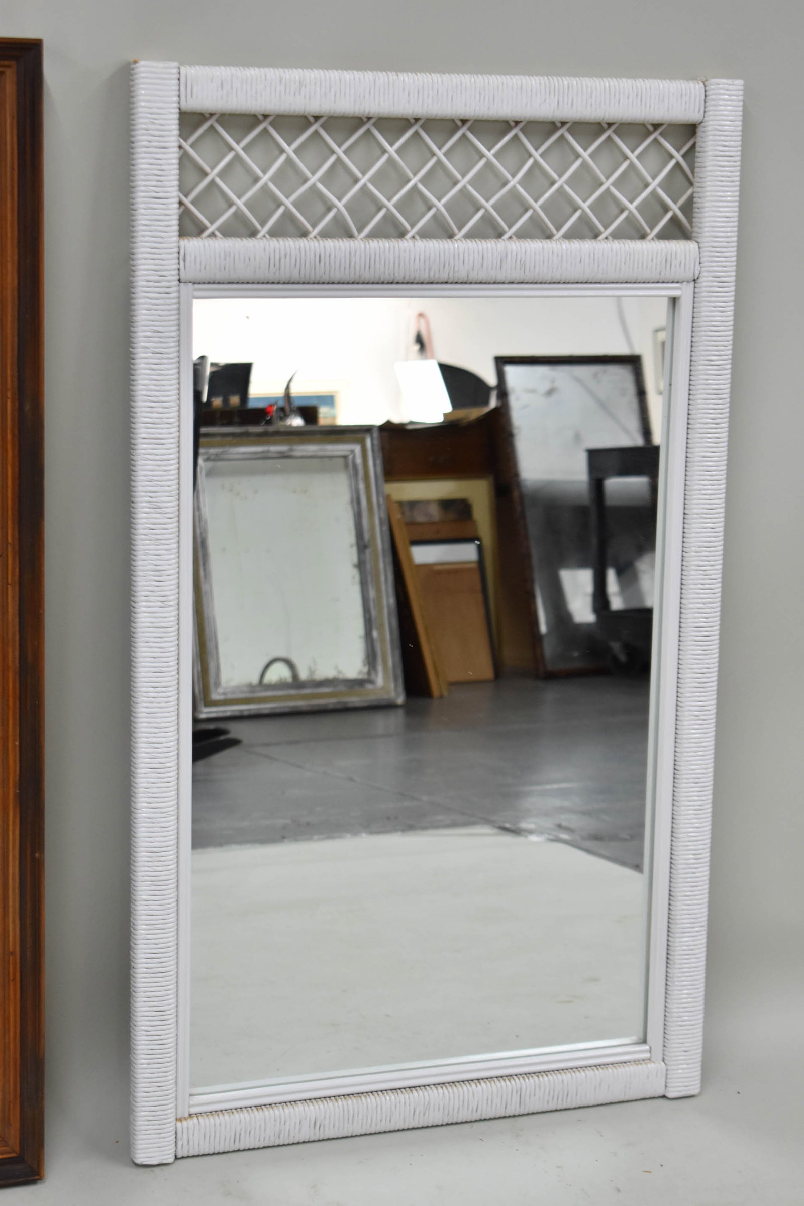 Henry Link White Wicker Mirror - 2