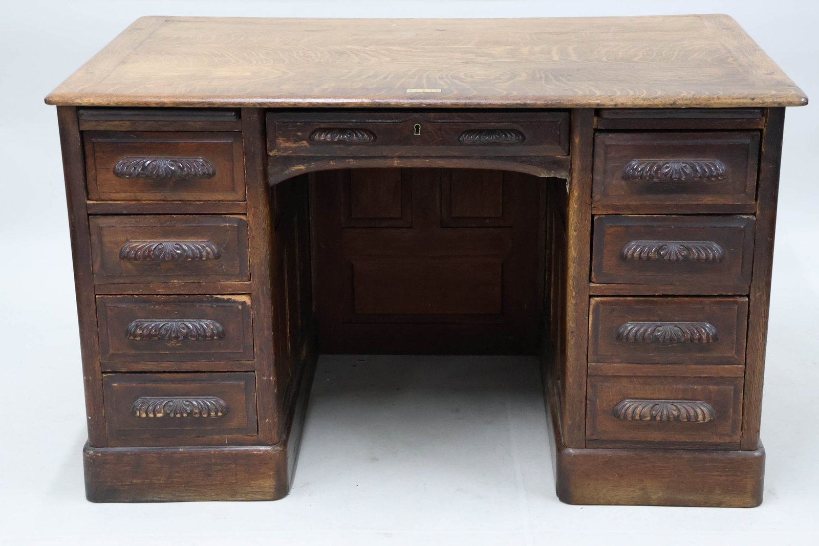 Antique Oak Flat Top Writing Desk (1 of 9)