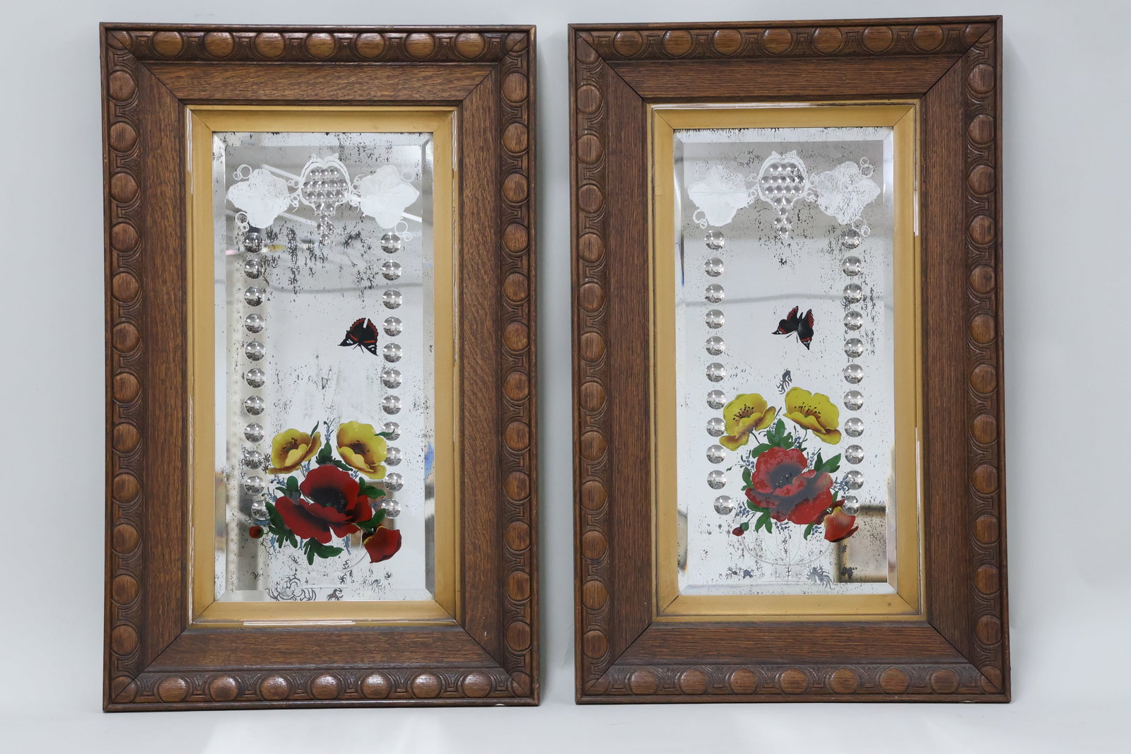 Pair of Antique Eglomise Painted Wall Mirrors (1 of 8)