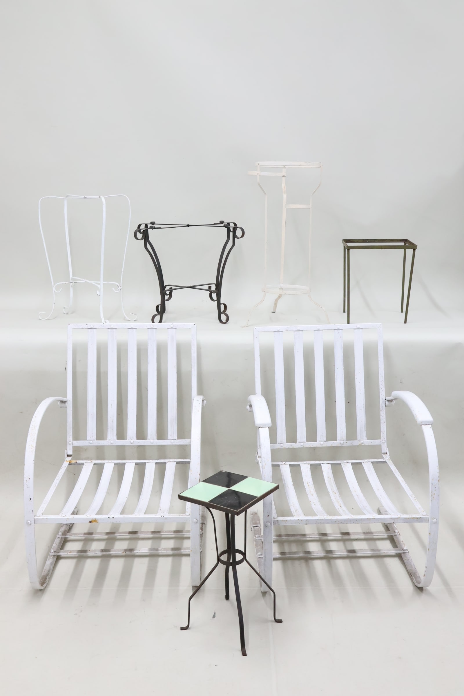 Pair of White Painted Spring Chairs (1 of 9)