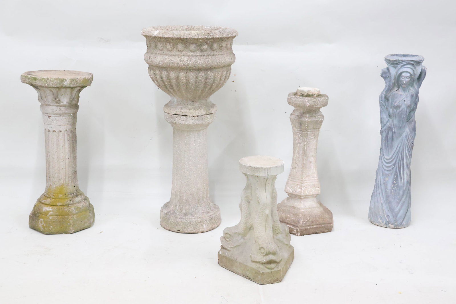 Group of Five Assorted Concrete Garden Pedestals (1 of 11)
