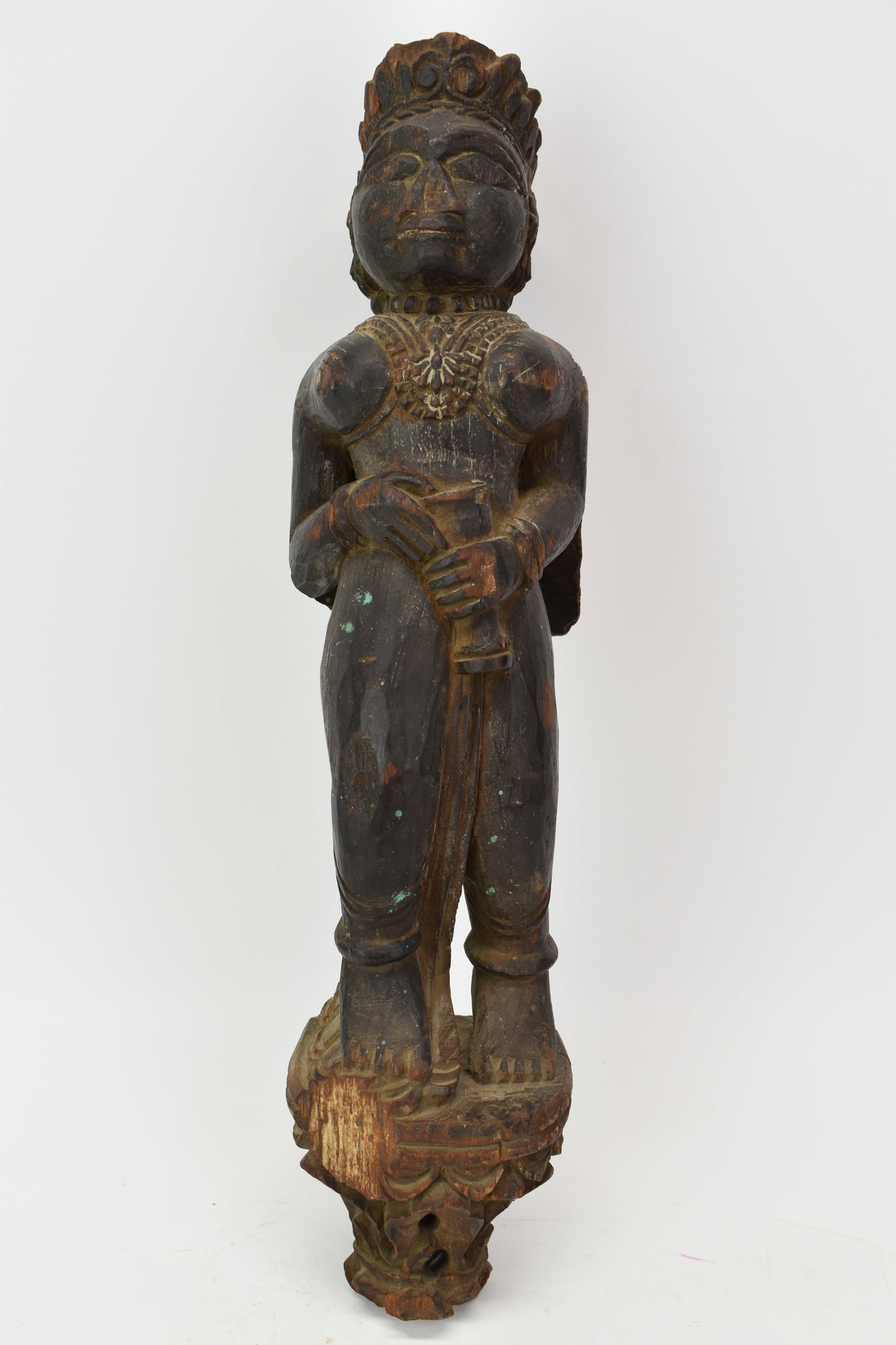 Antique Wooden Carved Architectural Figure of Deity (1 of 8)