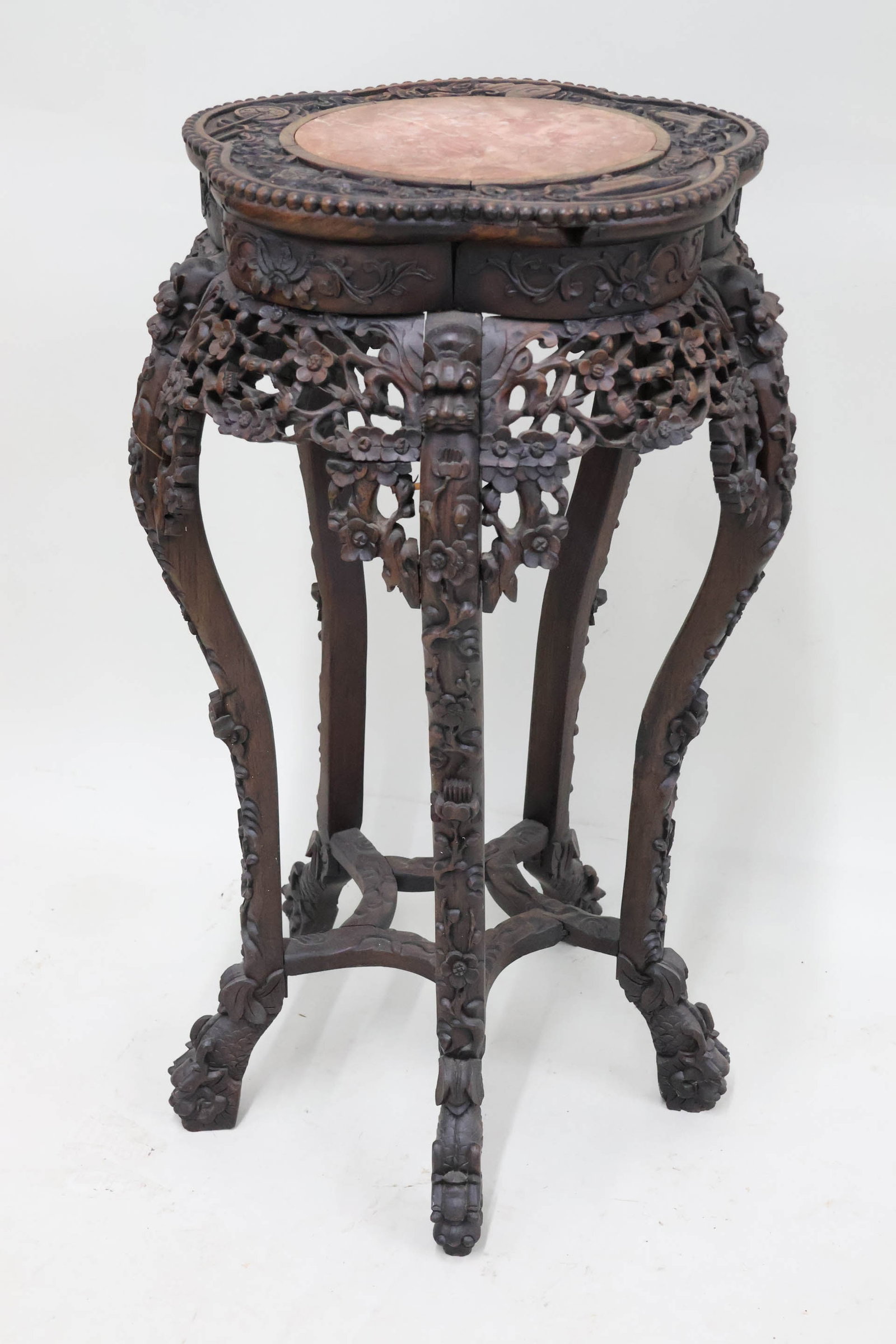 Chinese Carved Hardwood Plant Stand (1 of 12)