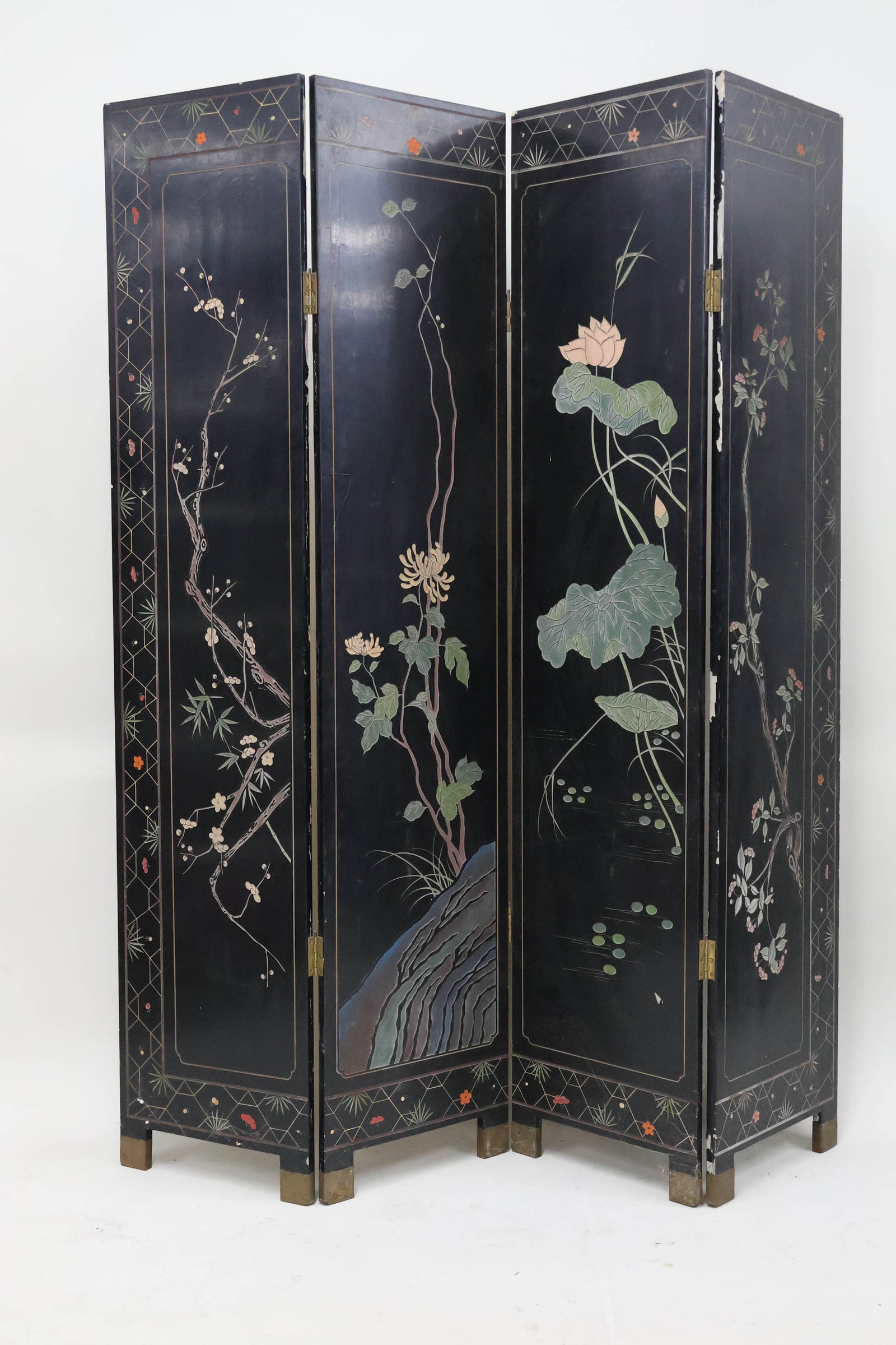 Asian Four Panel Coromandel Folding Screen - 8