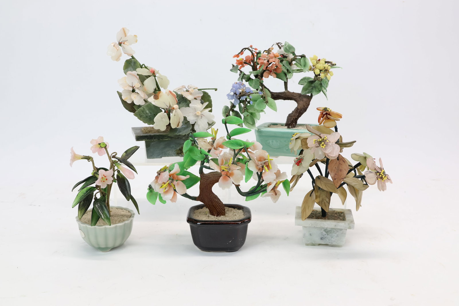 Group of Five Assorted Jade Flowers (1 of 6)